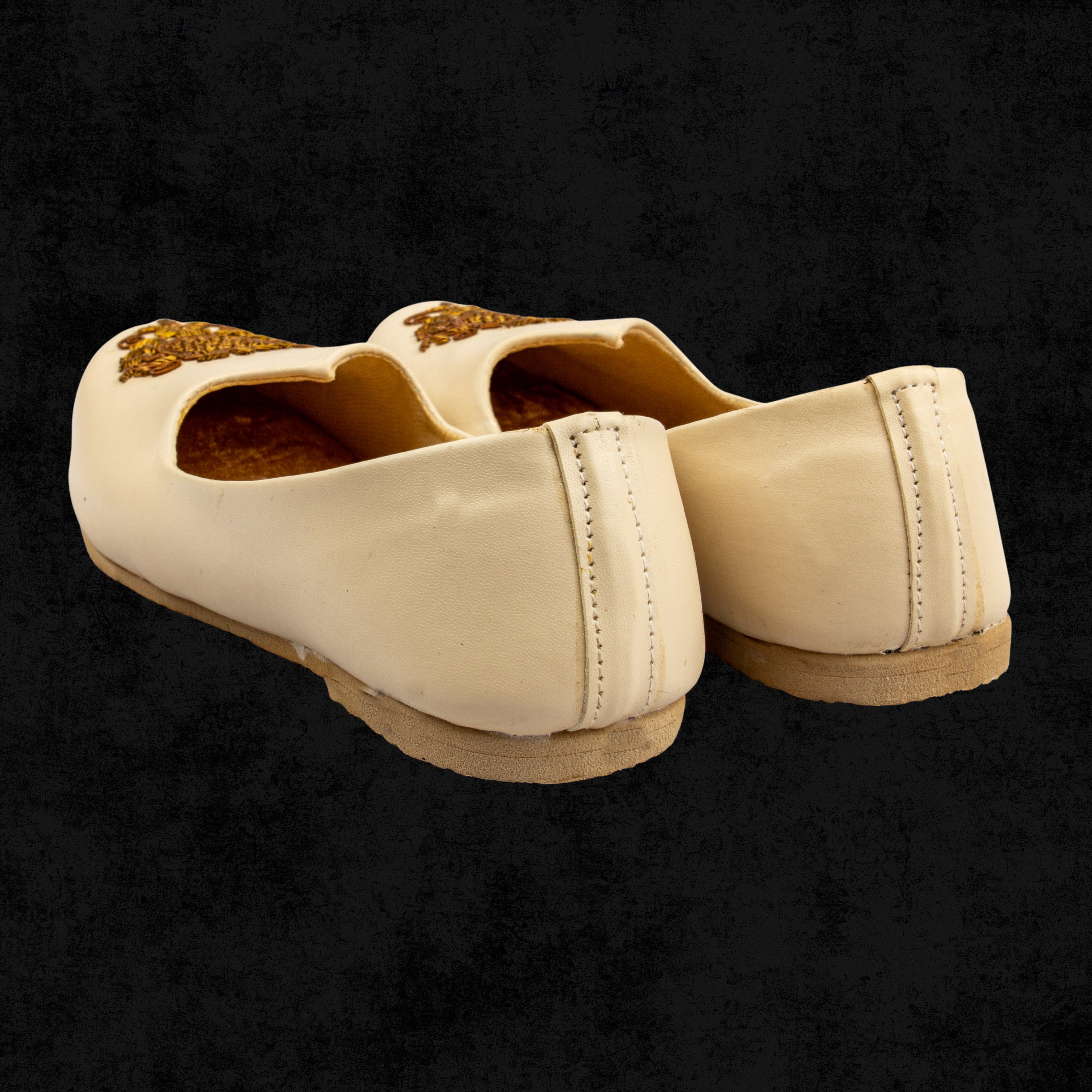 Cream Almond Shape Rexine Ethnic Loafers