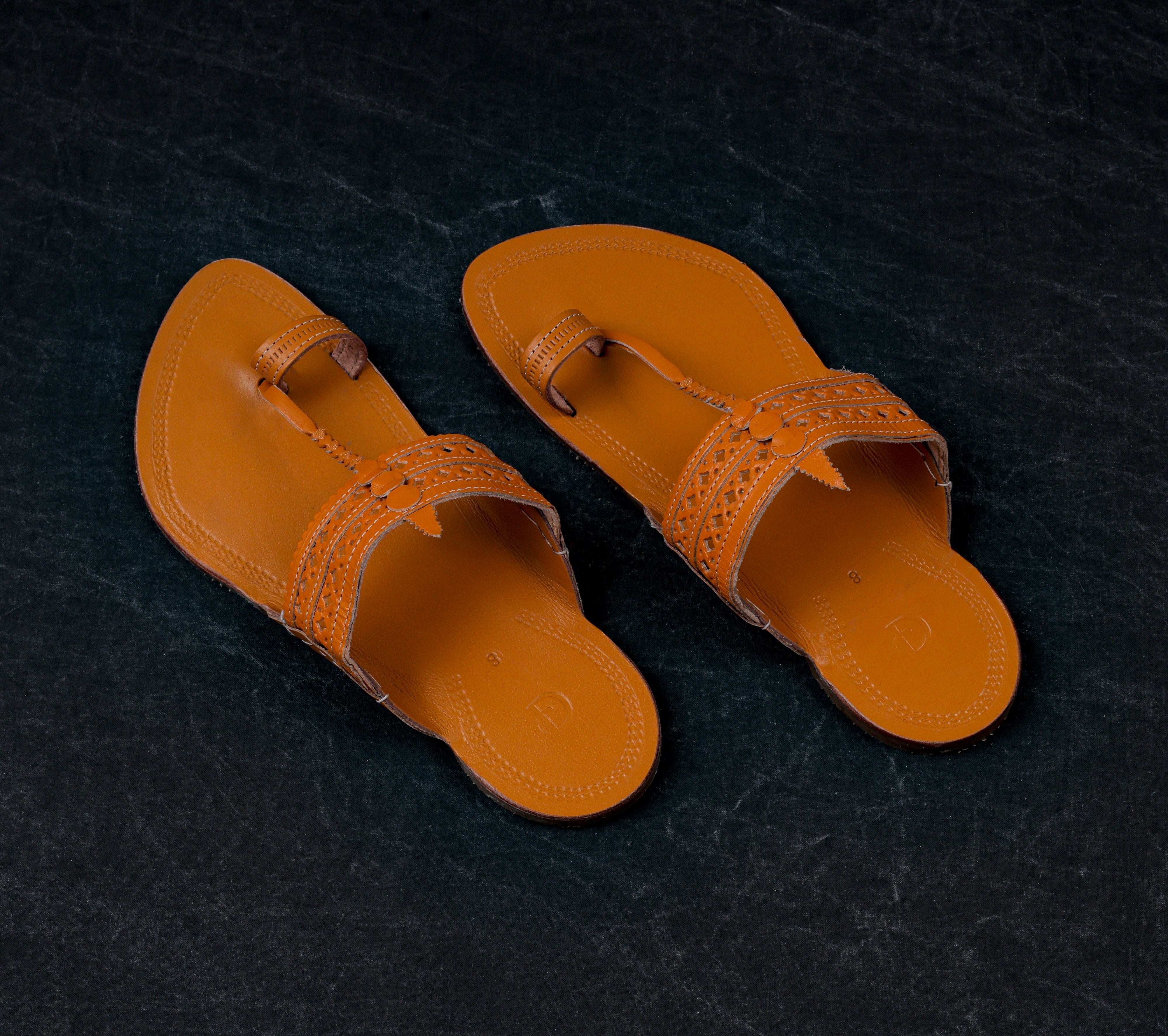 Patent Leather Tan Kolhapuri Chappal