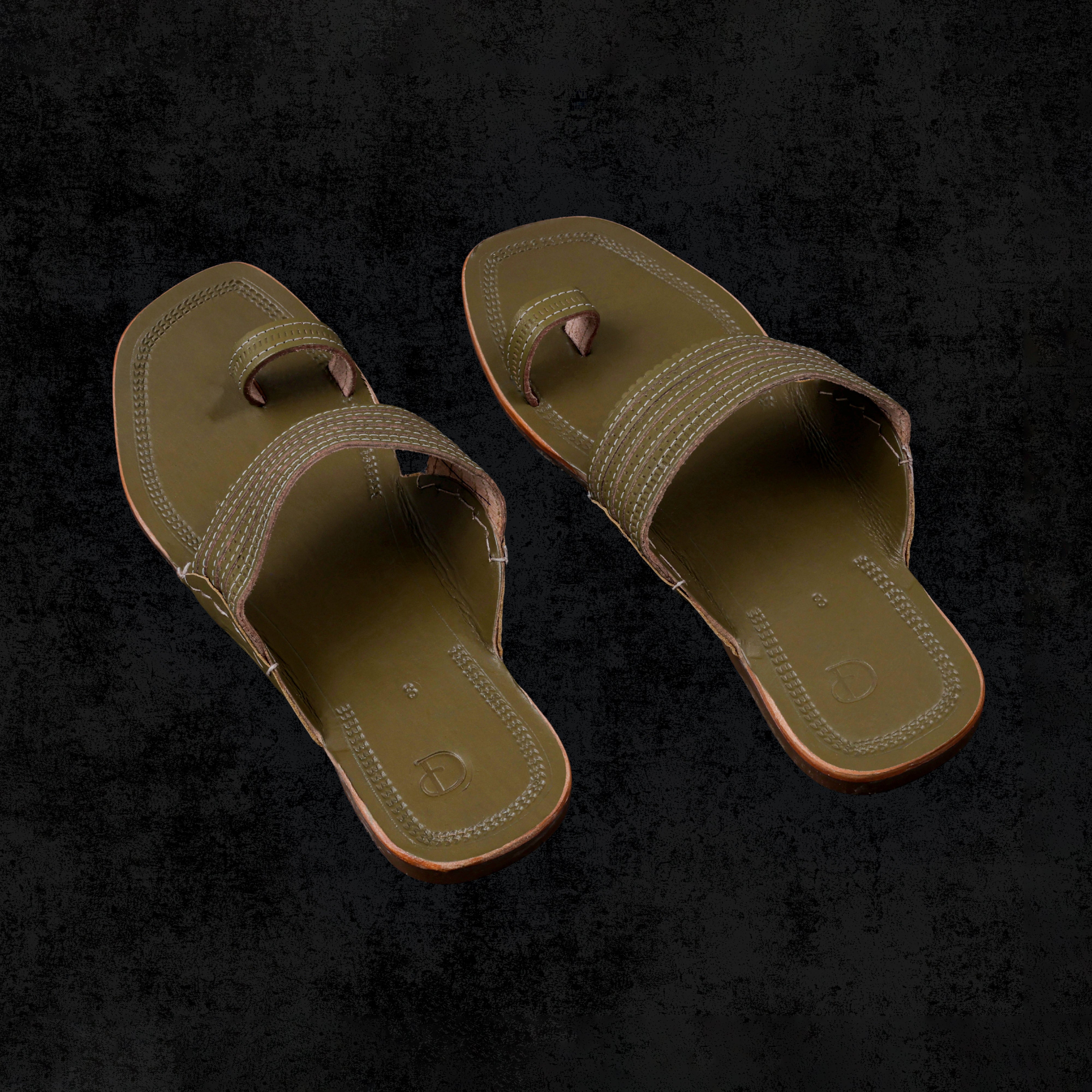 Light Green Artisan Leather Kolhapuri Sandals