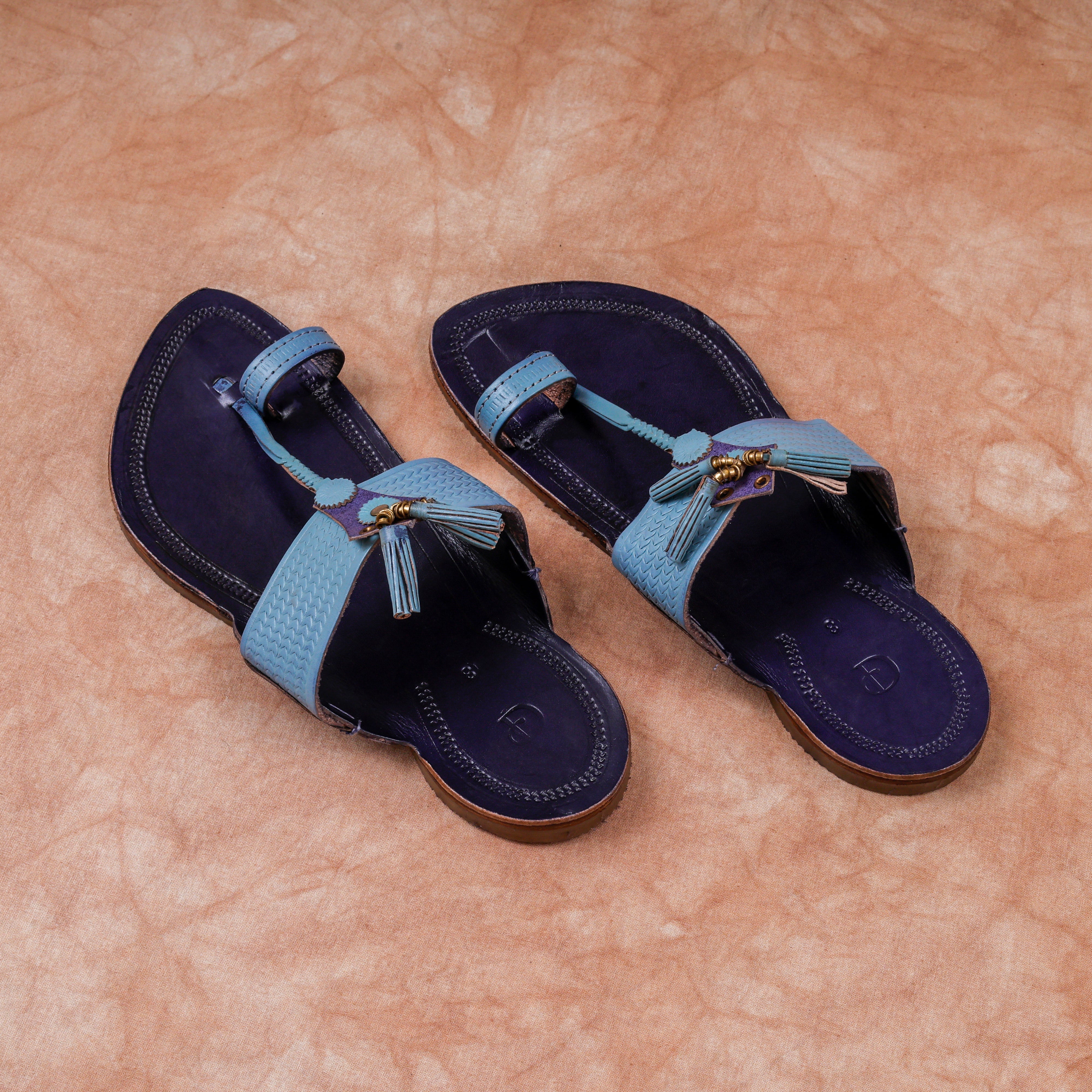 Blue Handcrafted Kolhapuri Sandals