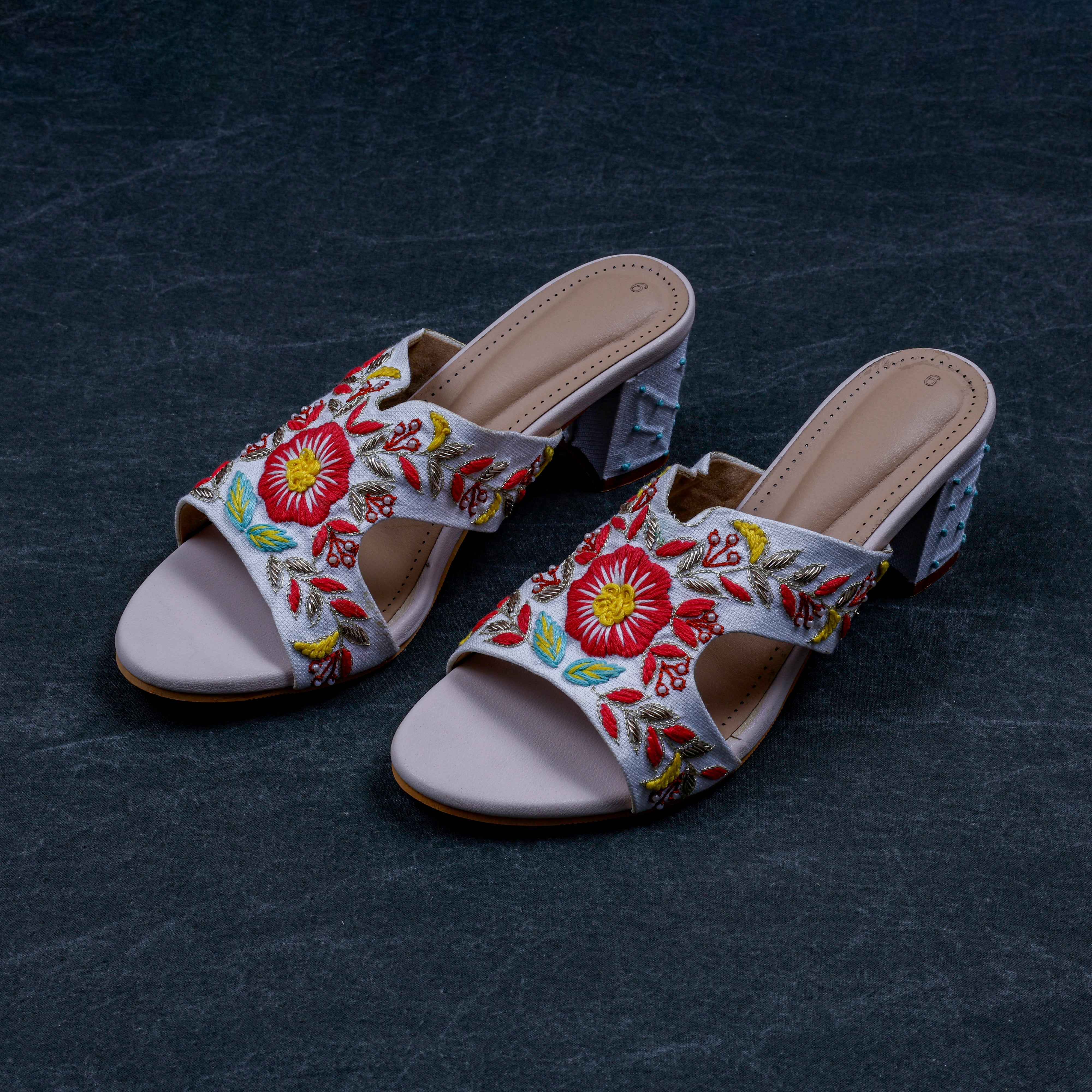 Two Tone Cream Handcrafted Heels