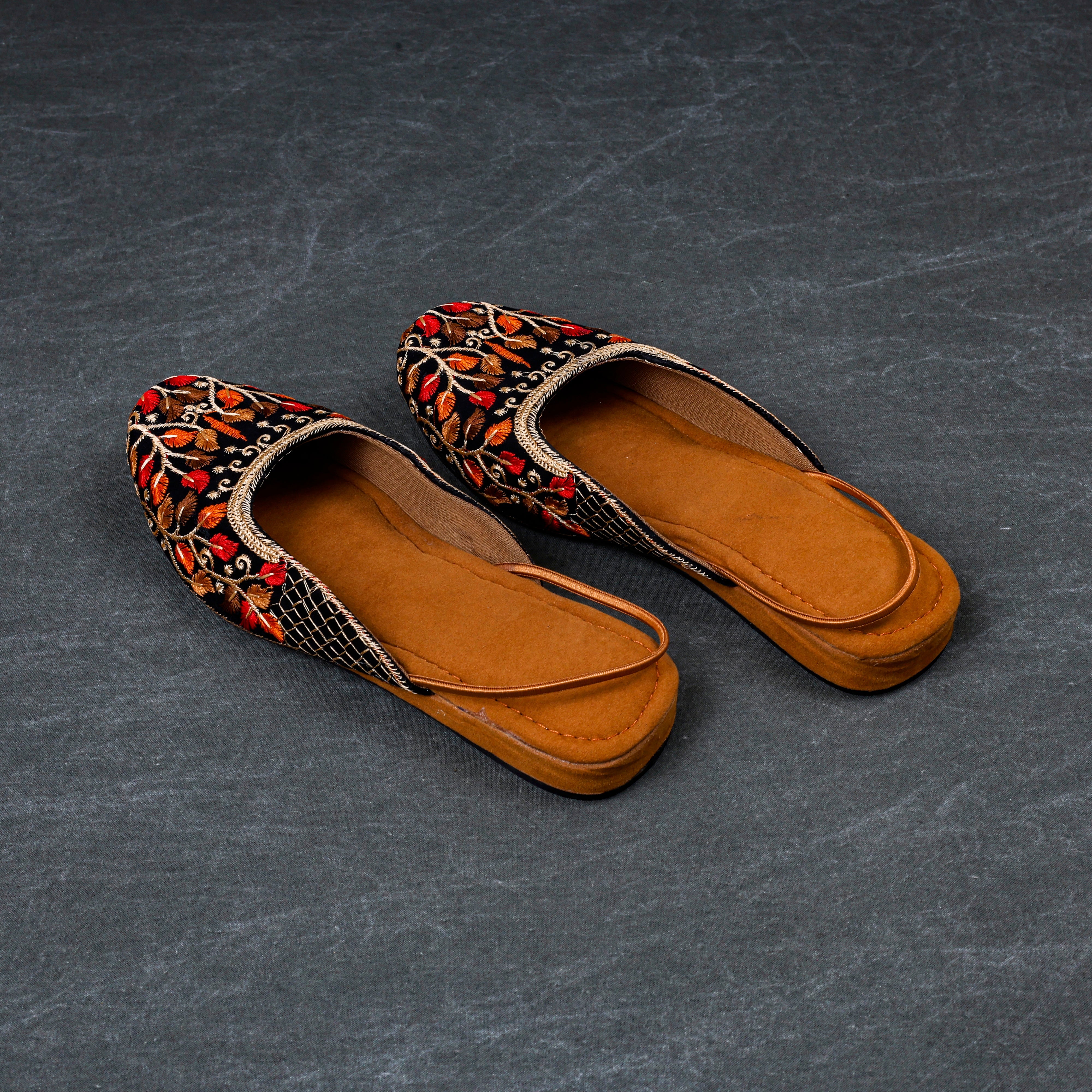 Almond Velvet Multicolor Ethnic Mules