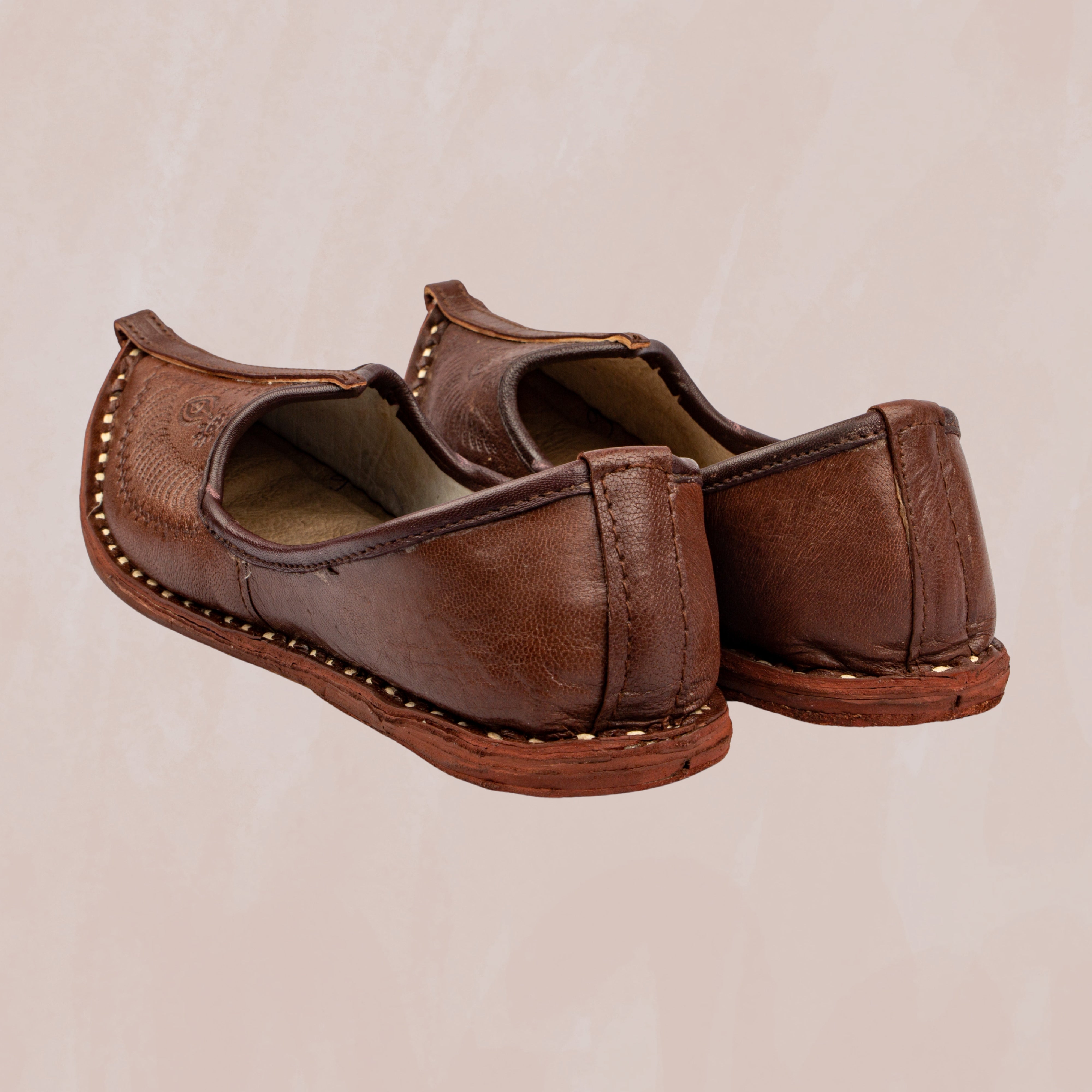 Dark Brown Almond Rexine Ethnic Mojaris