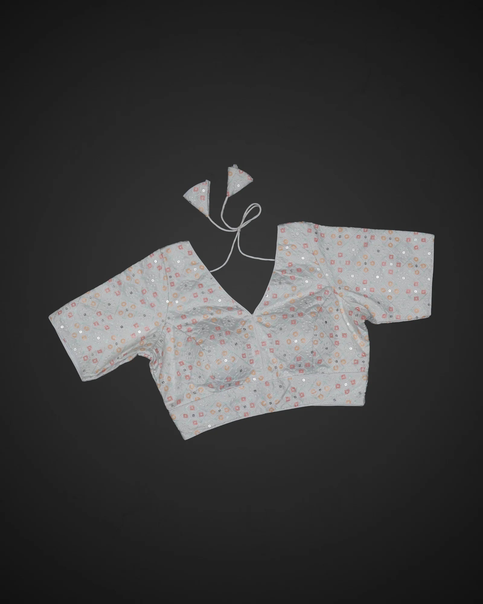 Tussar Silk V Neck Hook Closure Readymade Blouse