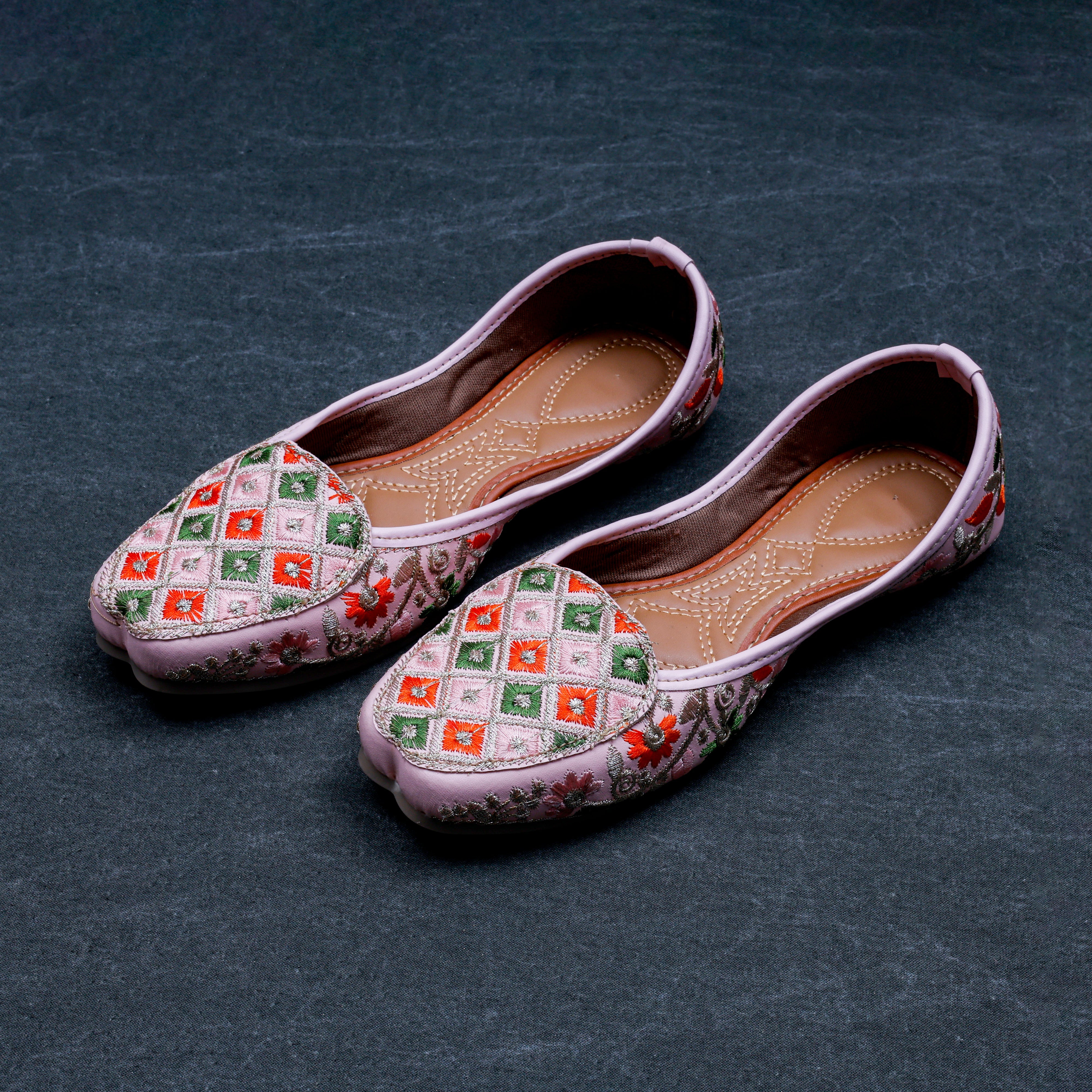 Handcrafted Baby Pink Rexine Loafers