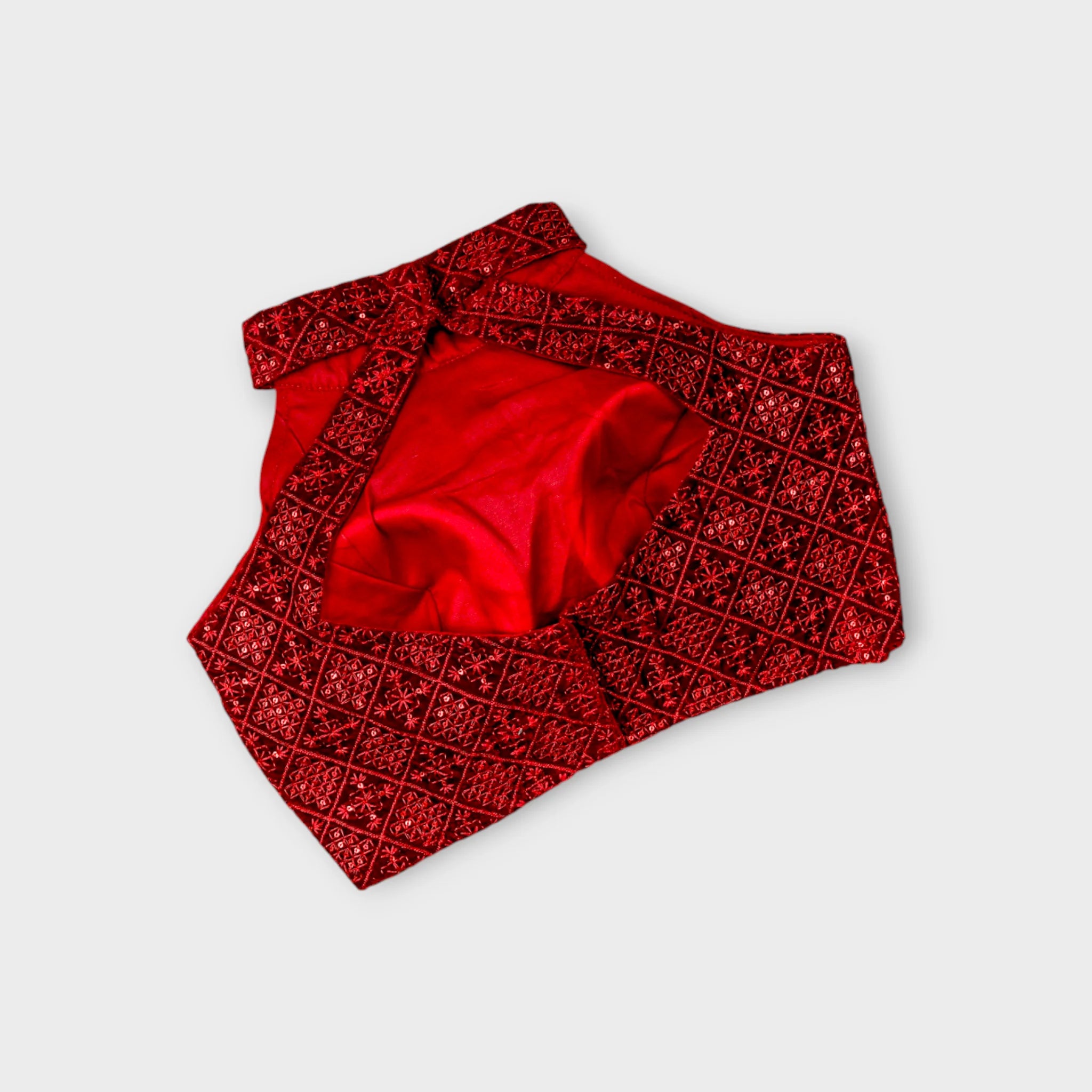Velvet Jewel Neck Readymade Blouse