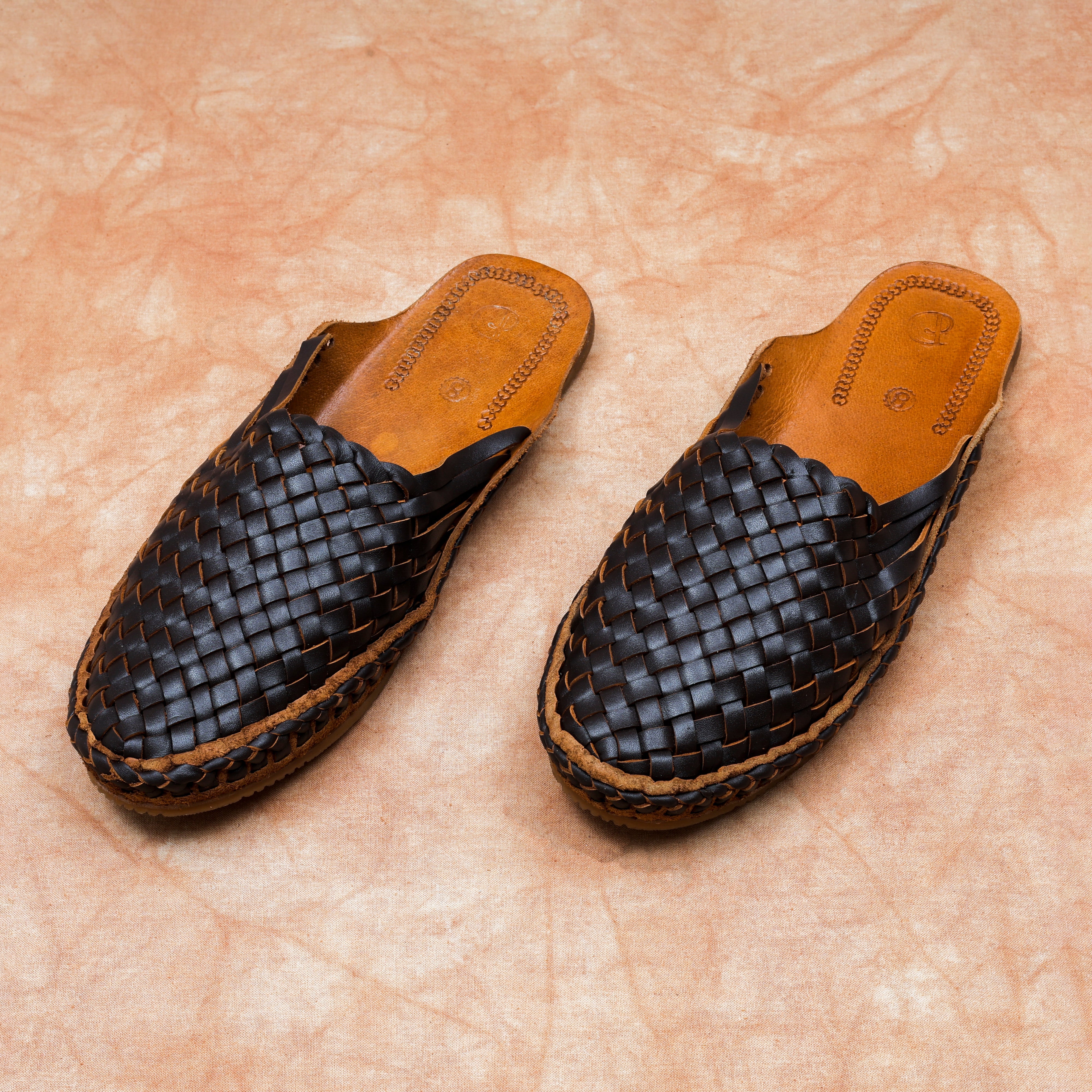 Brown Leather Closed Toe Mules