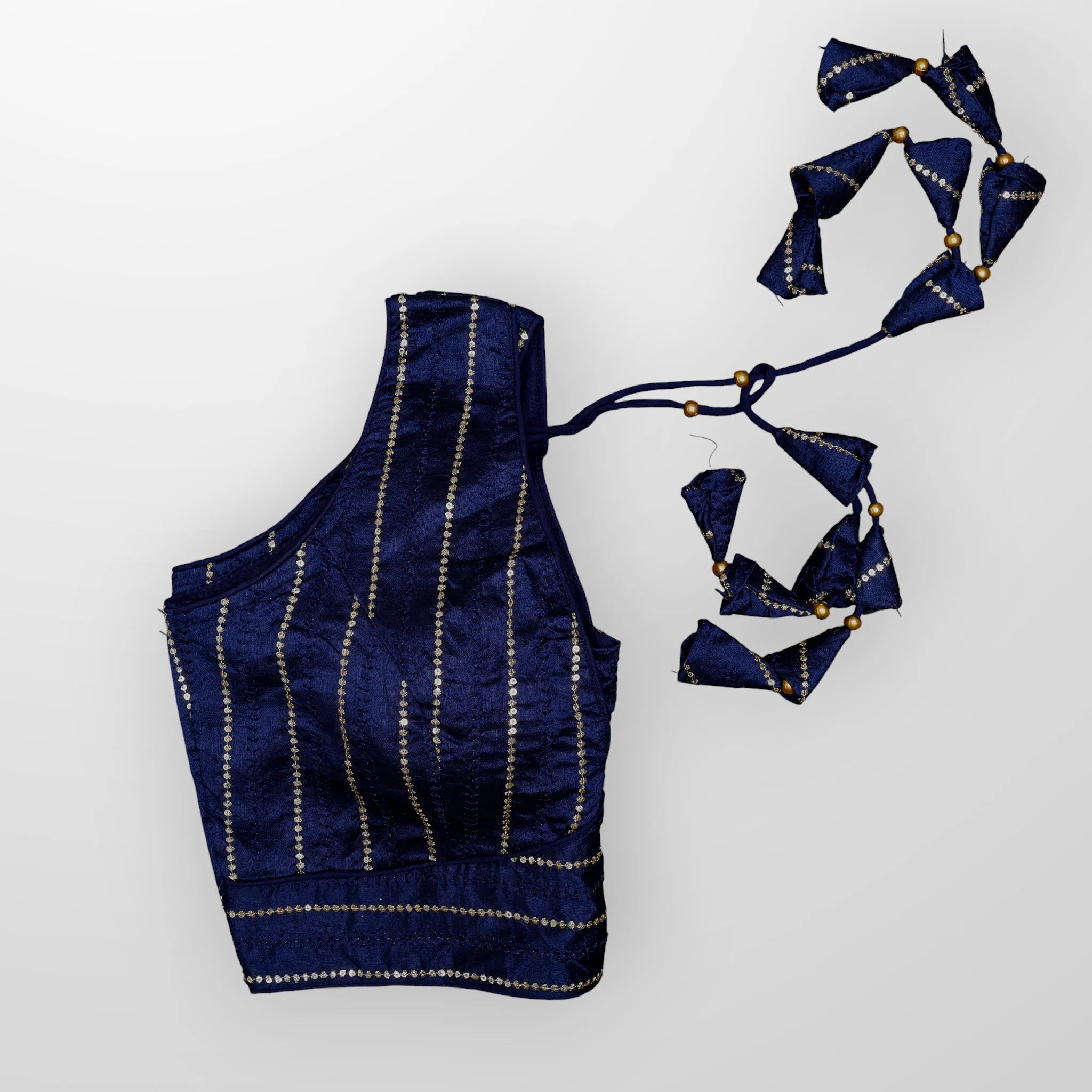 Raw Silk V Neck Embroidered Readymade Blouse