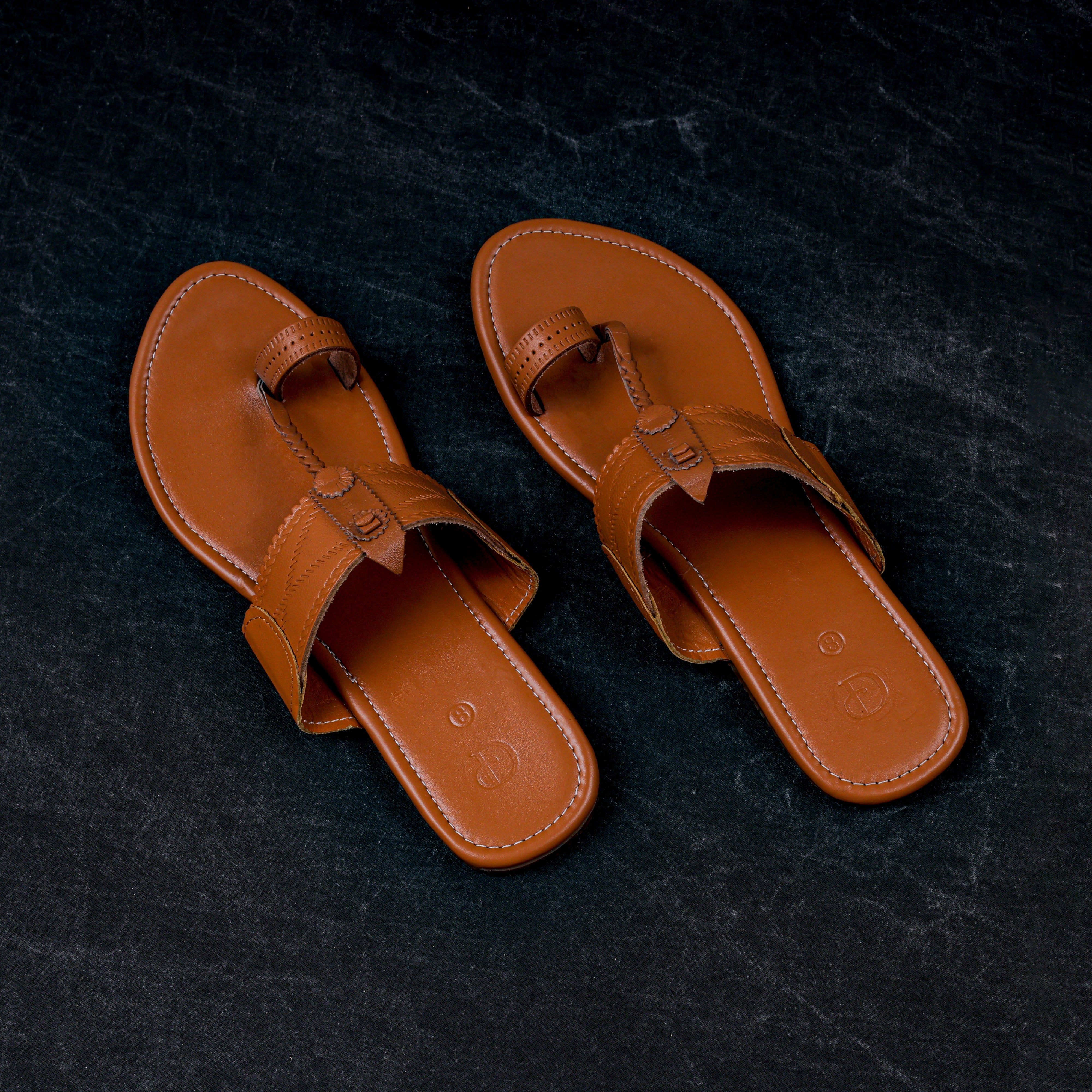 Tan Handcrafted Leather Kolhapuri Sandals