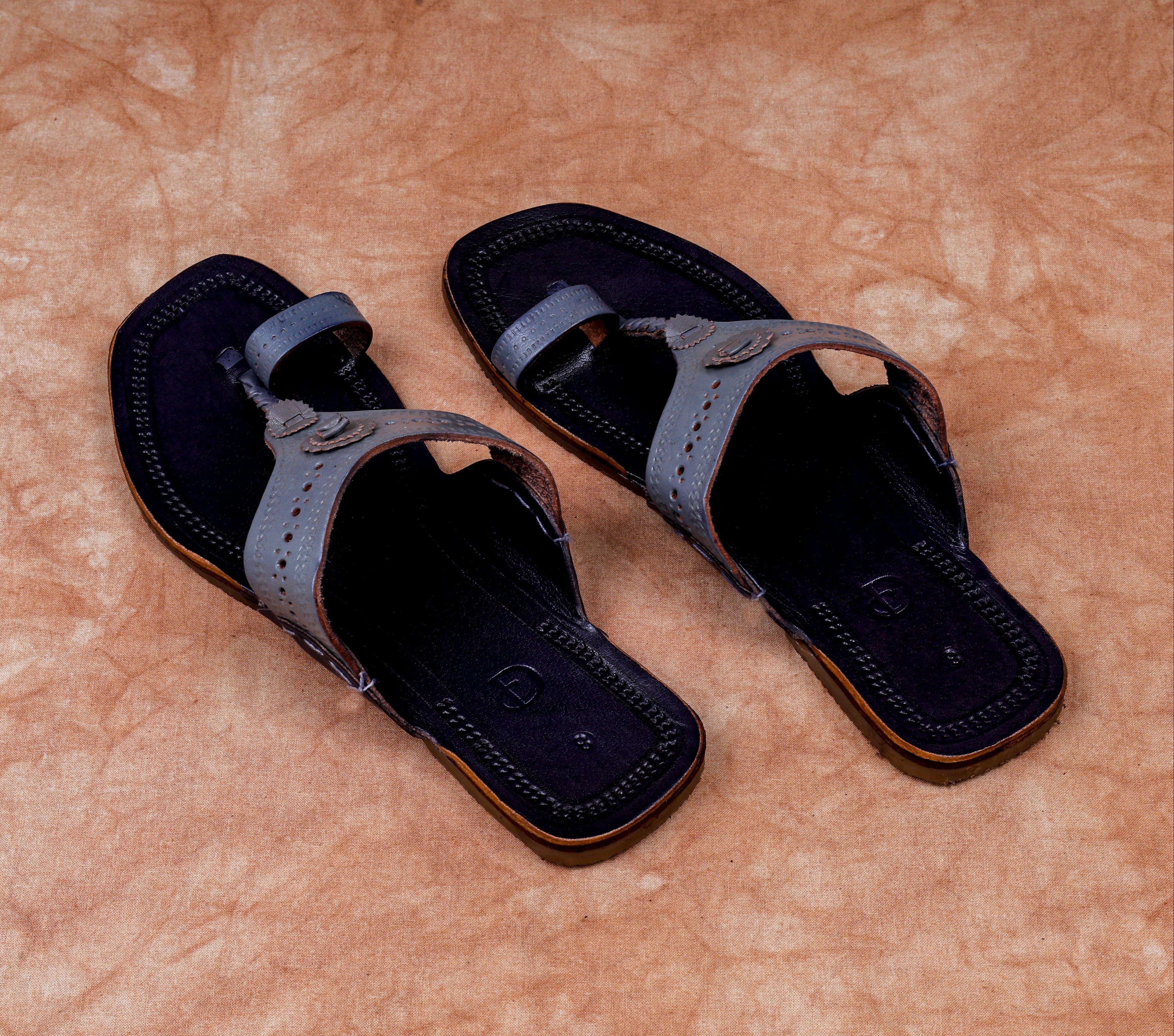 Black Artisan Crafted Kolhapuri Sandals