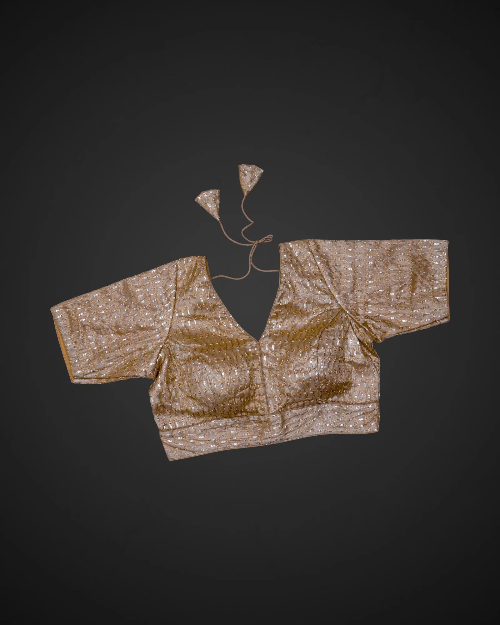 Tissue V Neck Deep Back Readymade Blouse