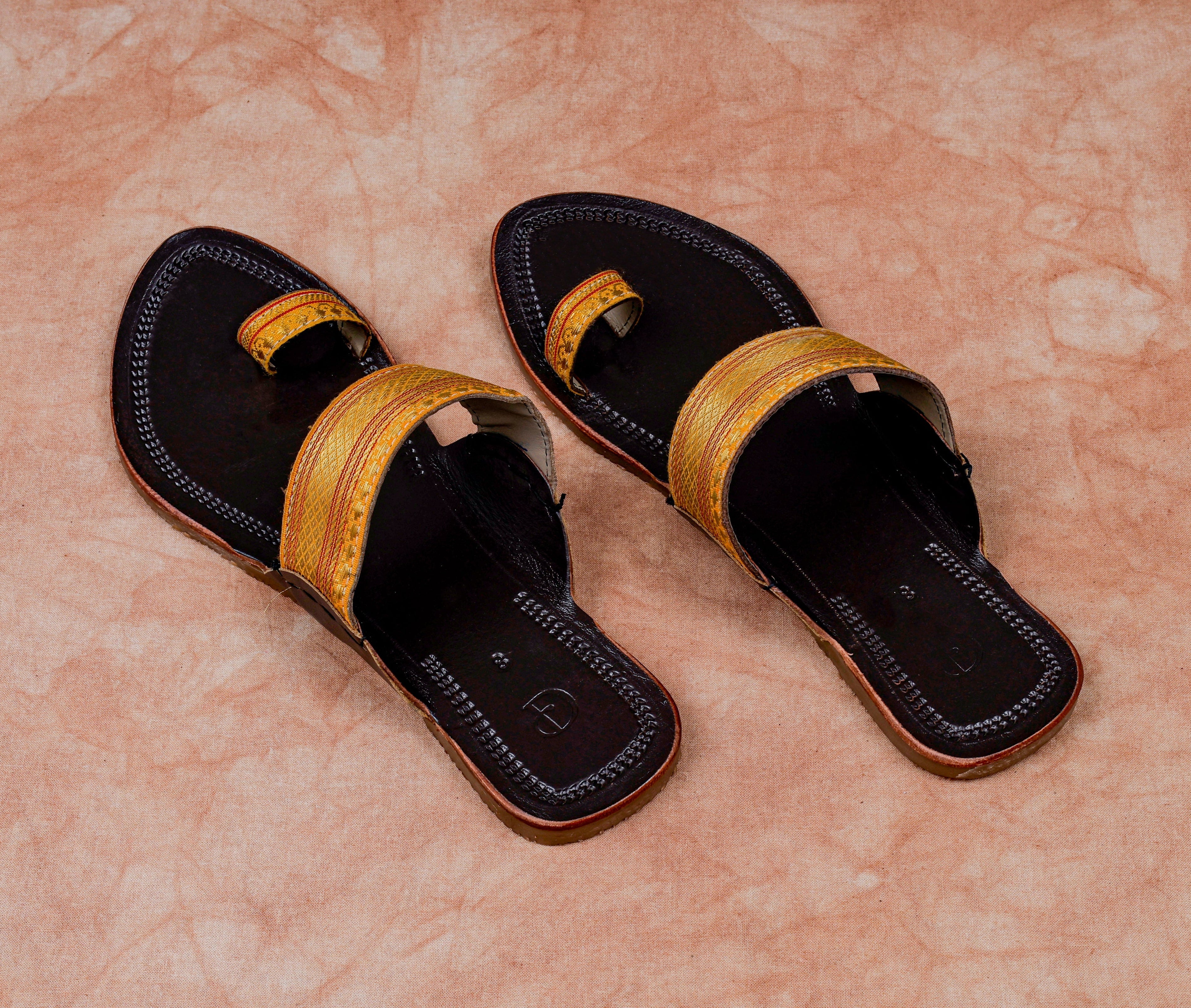 Dark Brown Soft Leather Open Toe Flats