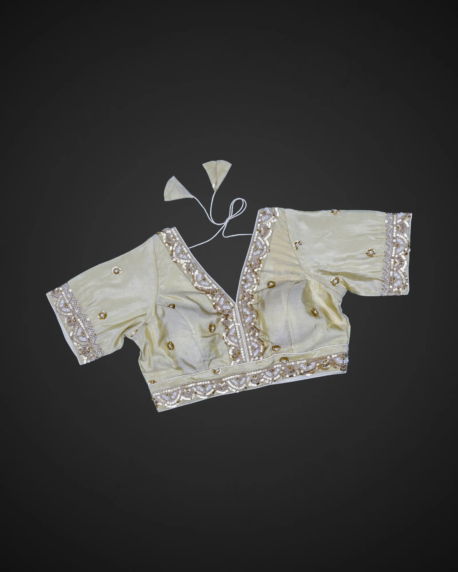 V Neck Cotton Deep Back Readymade Blouse