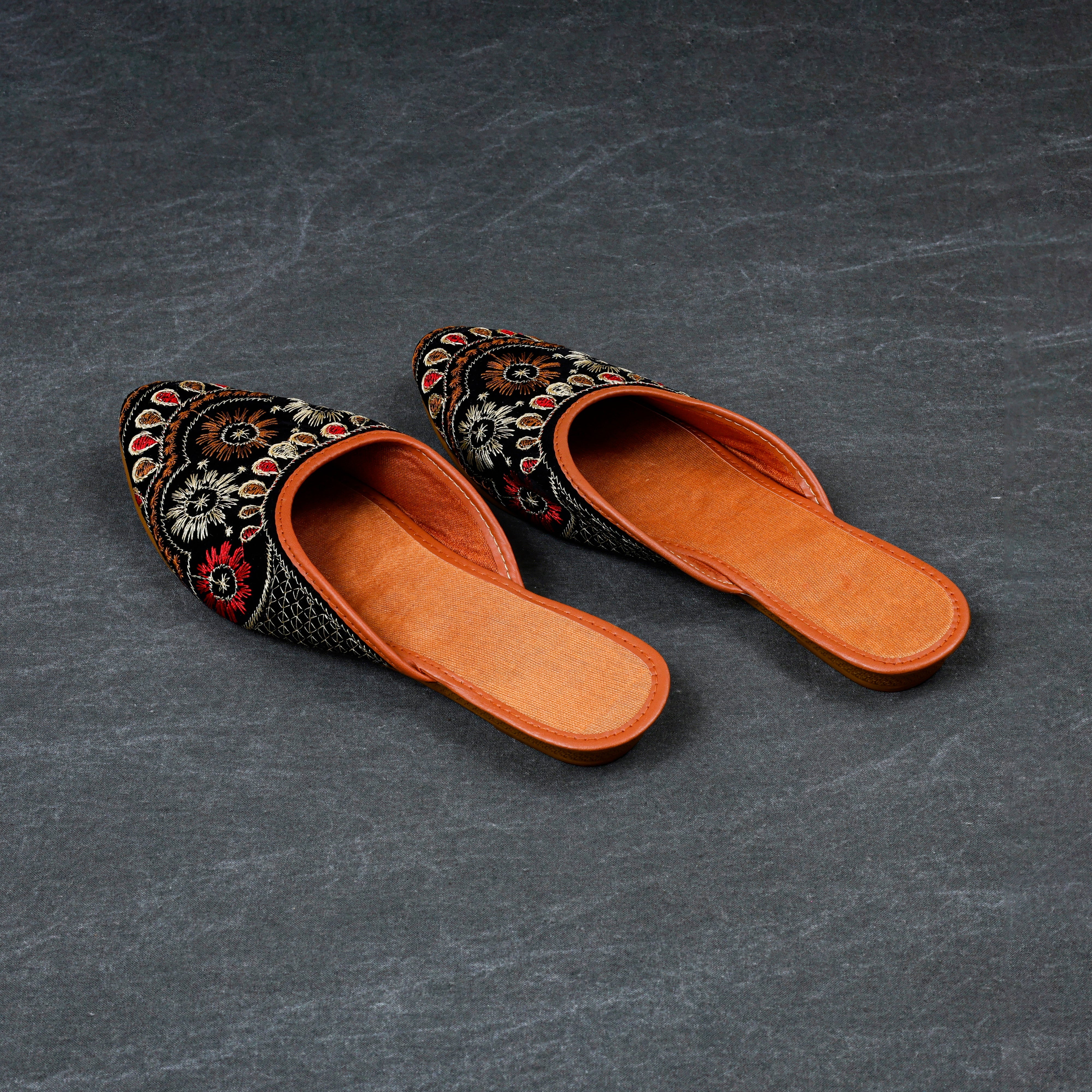 Black Velvet Slip On Mules