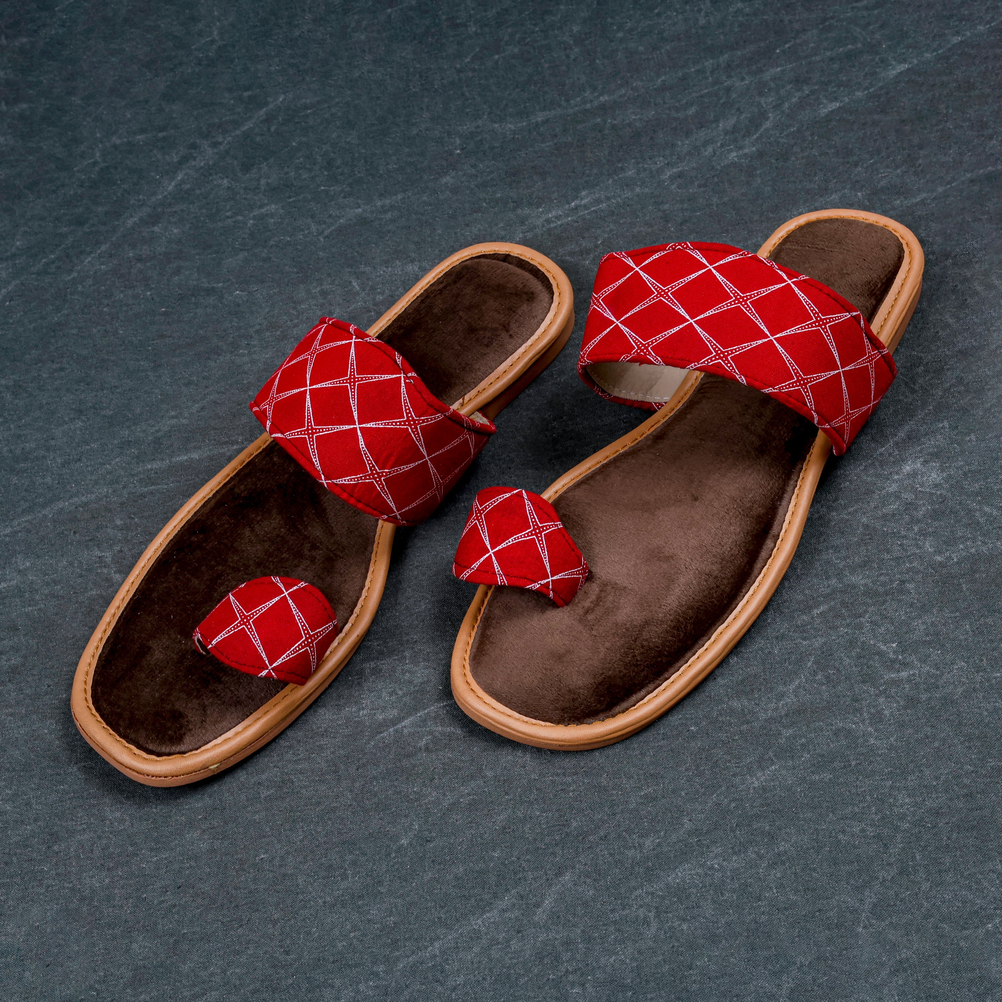 Red Textured Artisan Ethnic Flats