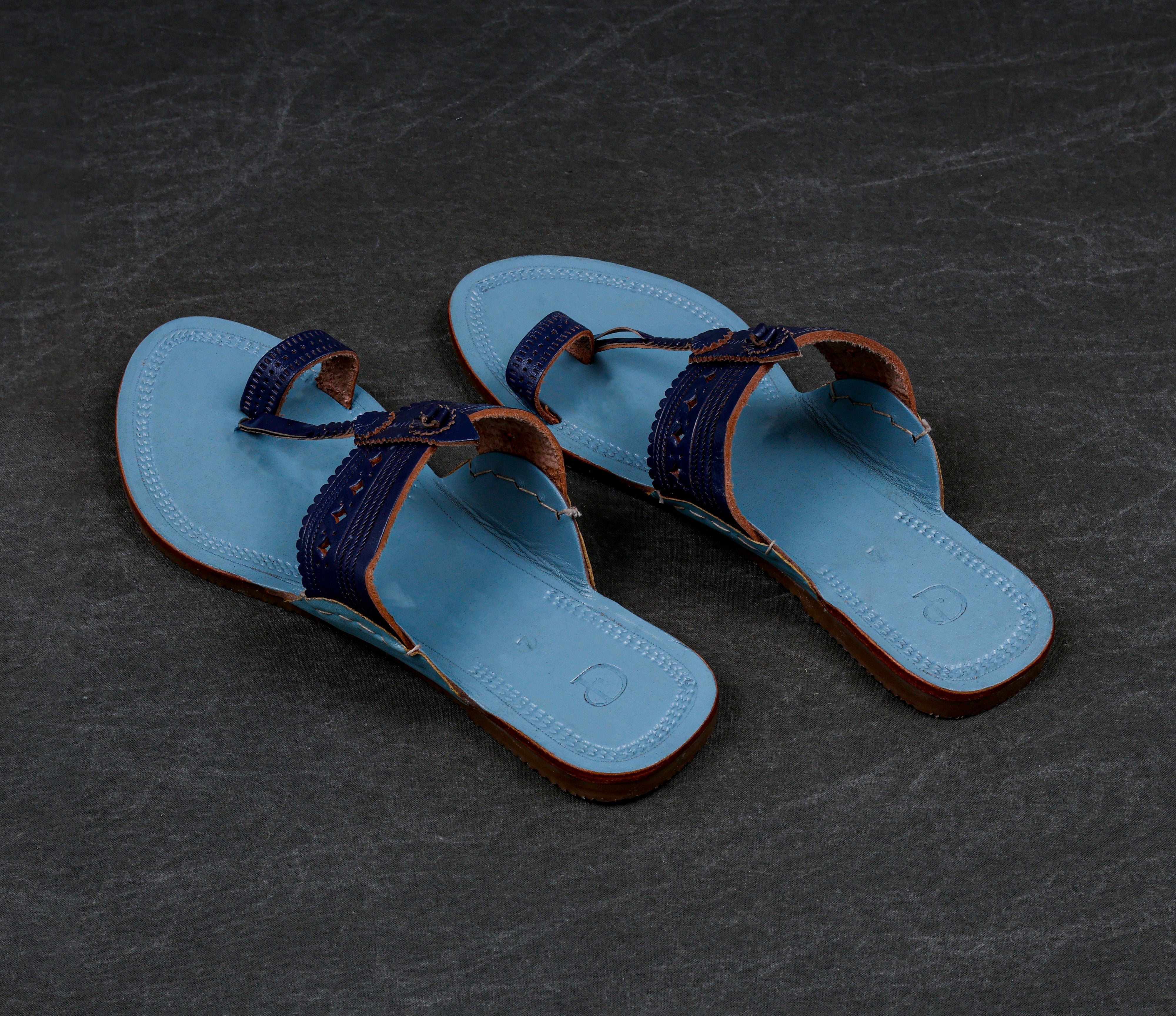 Sky Blue Handcrafted Kolhapuri Sandals