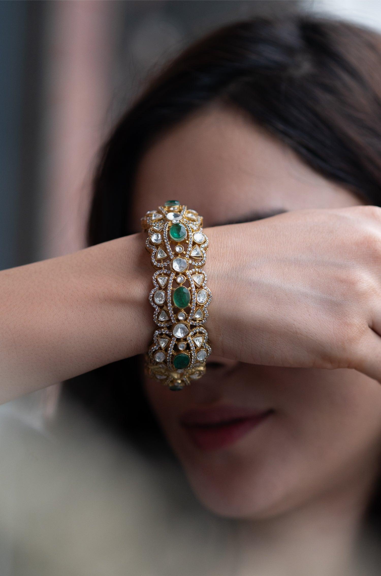 Mint Polki Splendor Bangle - Dyulokha