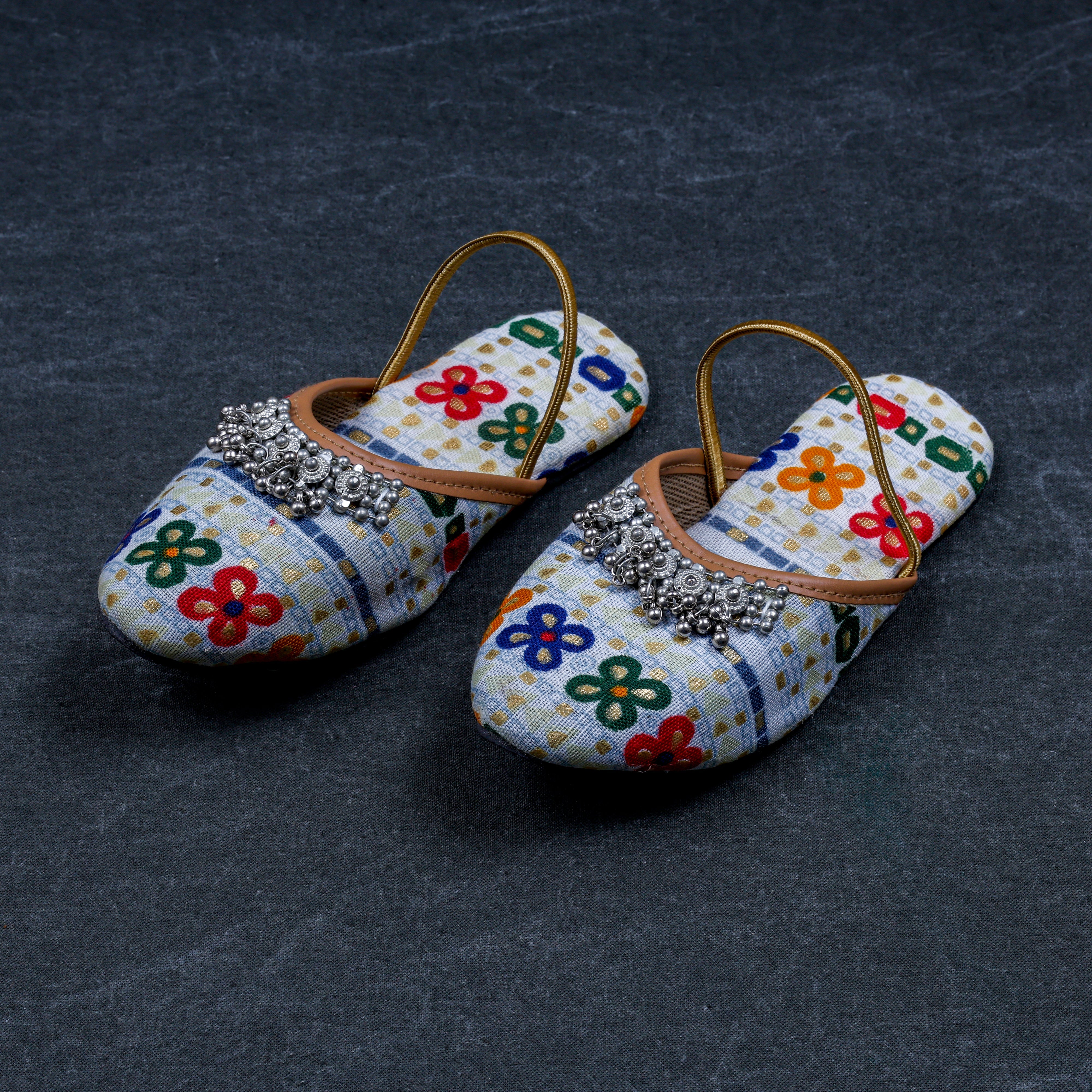 Grey Textured Artisan Ethnic Mules