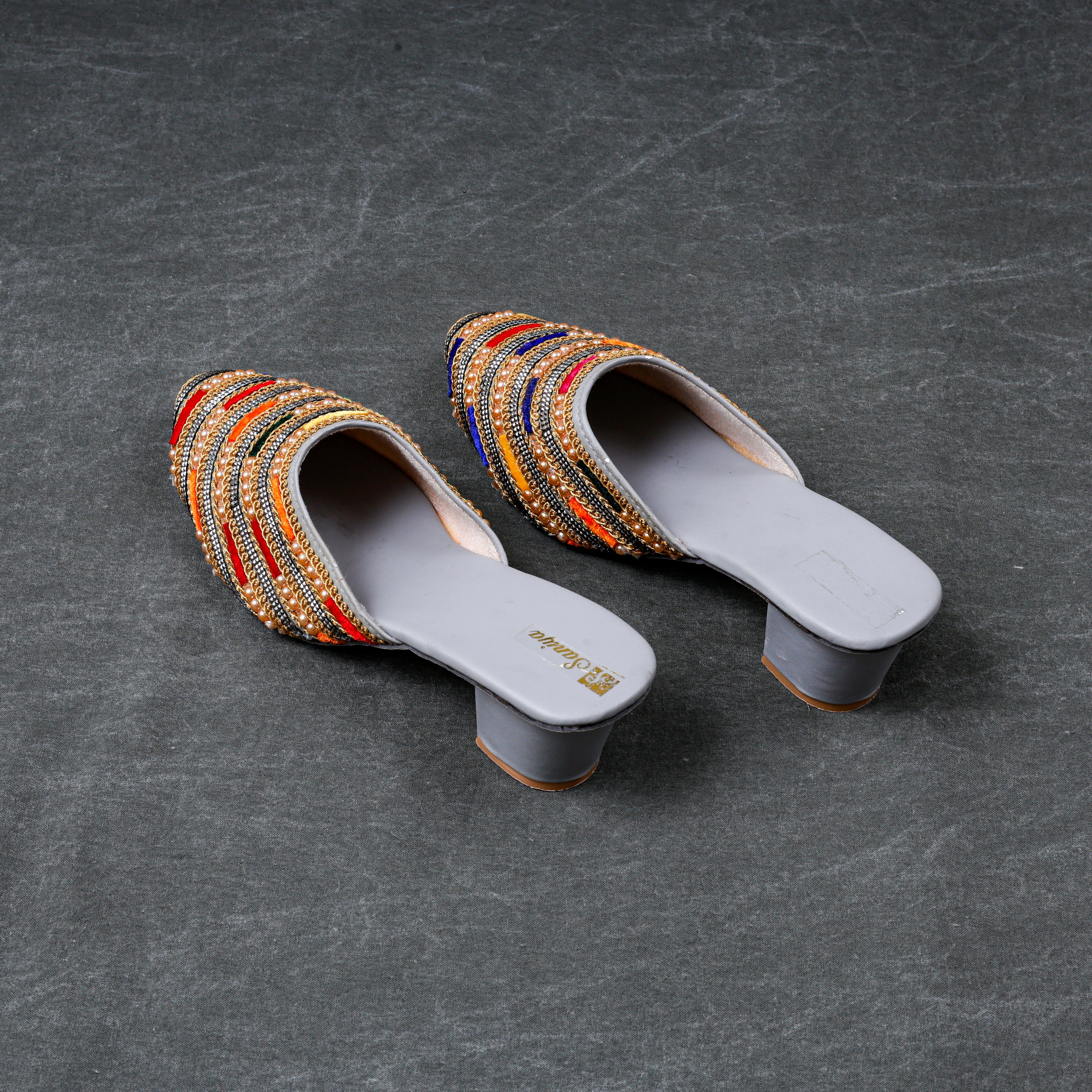 Two Tone Yellow Ethnic Mules