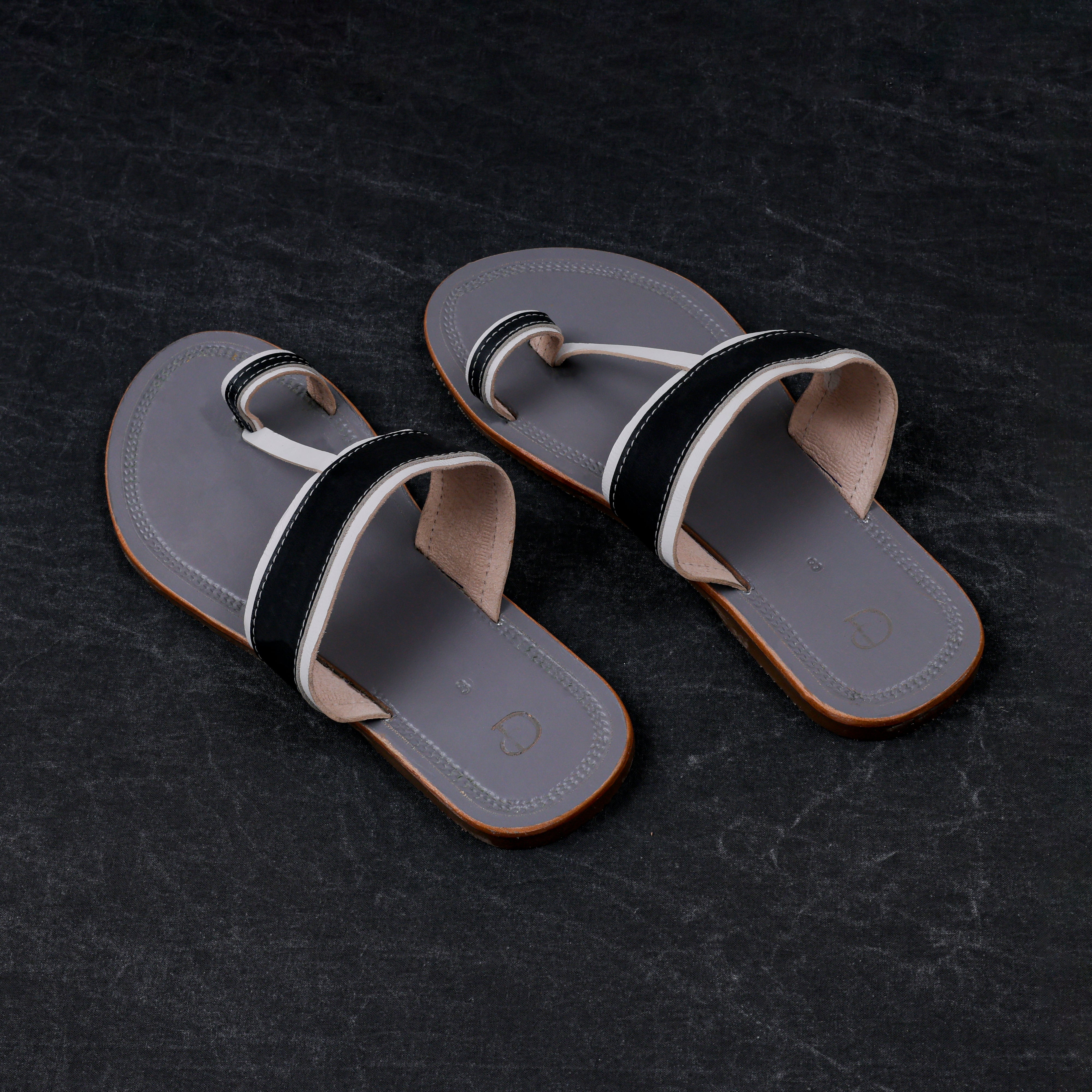 Two Tone Grey Artisan Kolhapuri Sandals