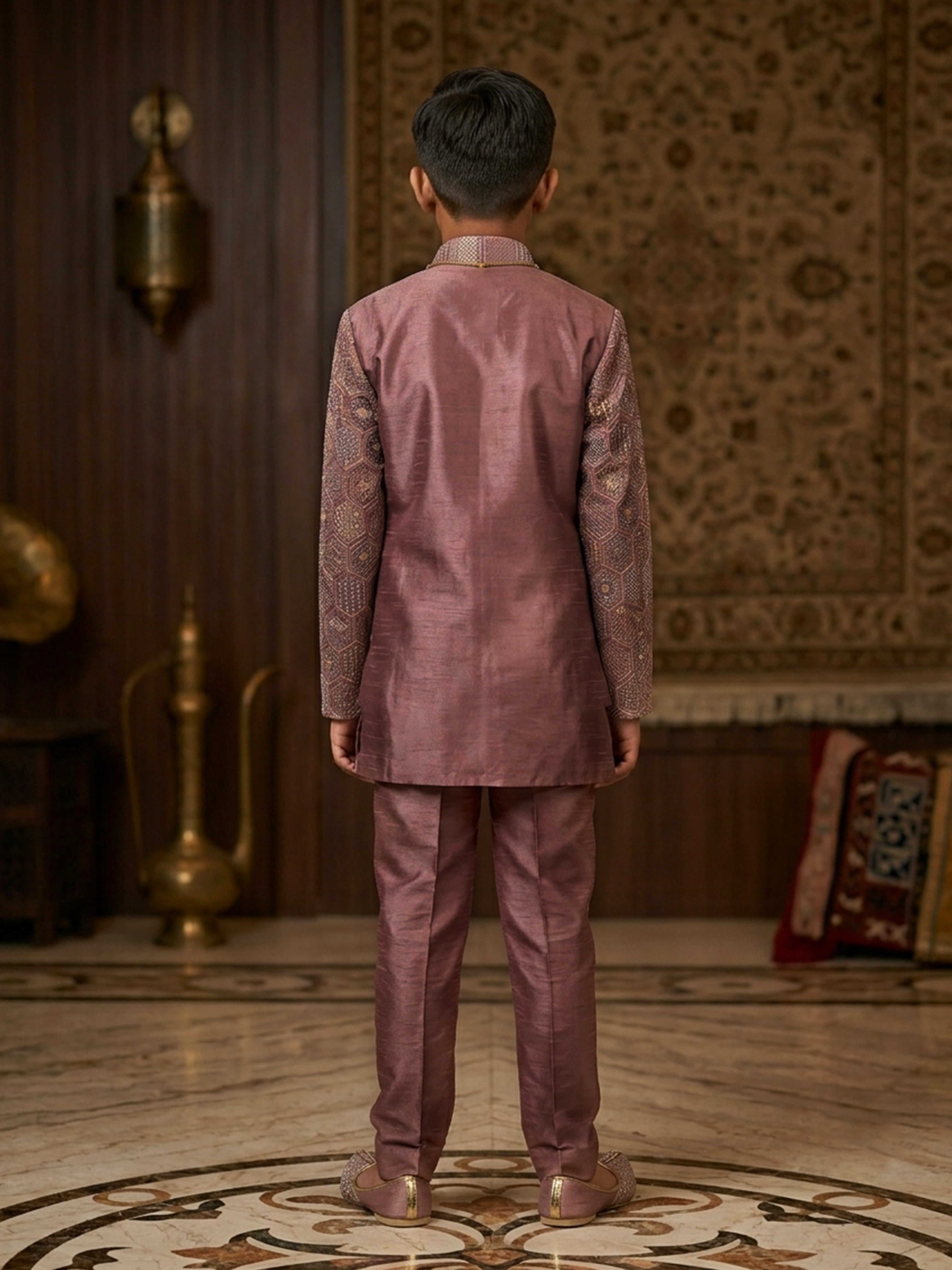 Transform your presence in this exquisite embroidered sherwani