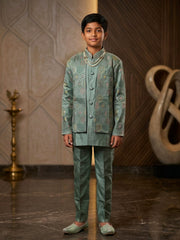 Transform your presence in this exquisite embroidered sherwani