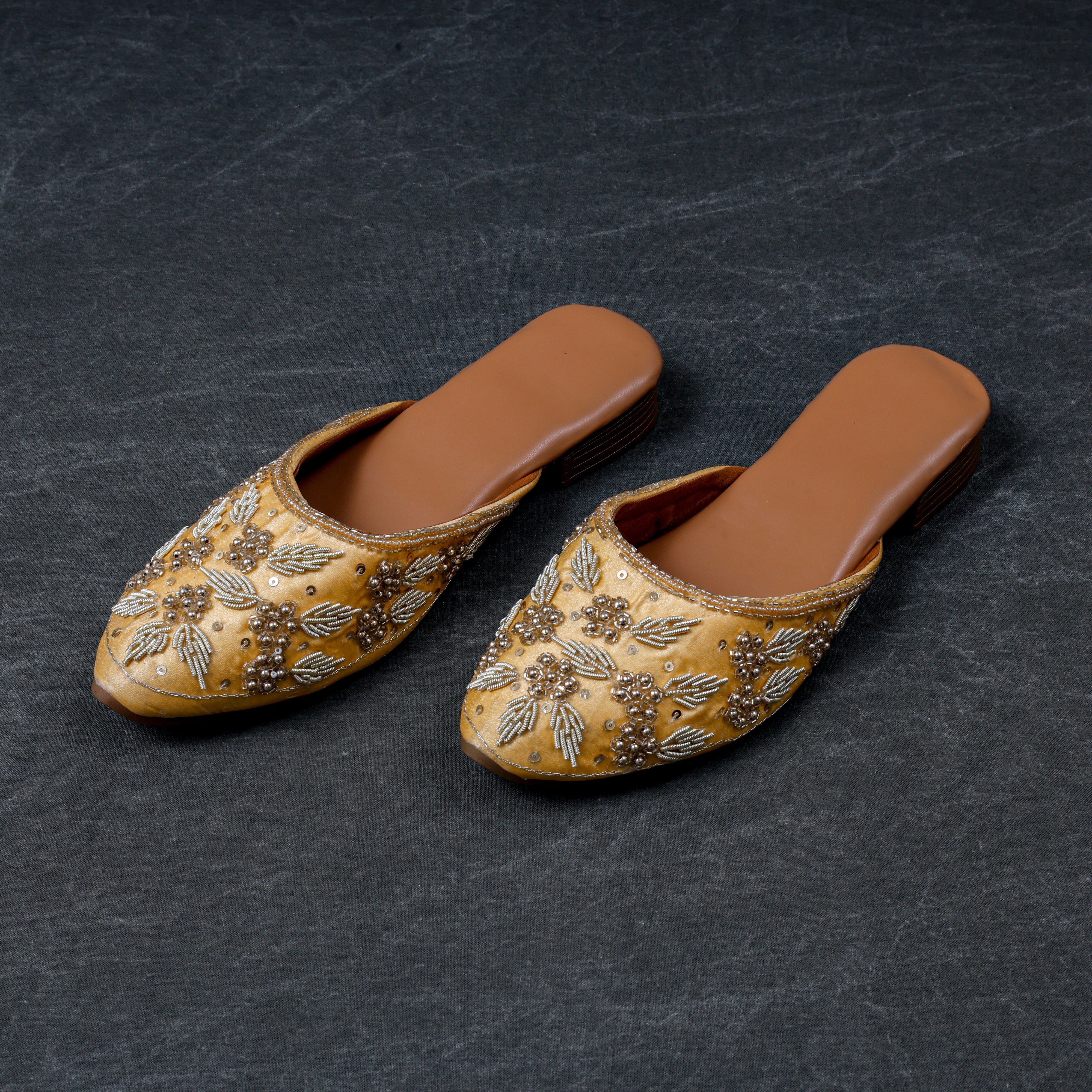 Two Tone Artisan Yellow Mules