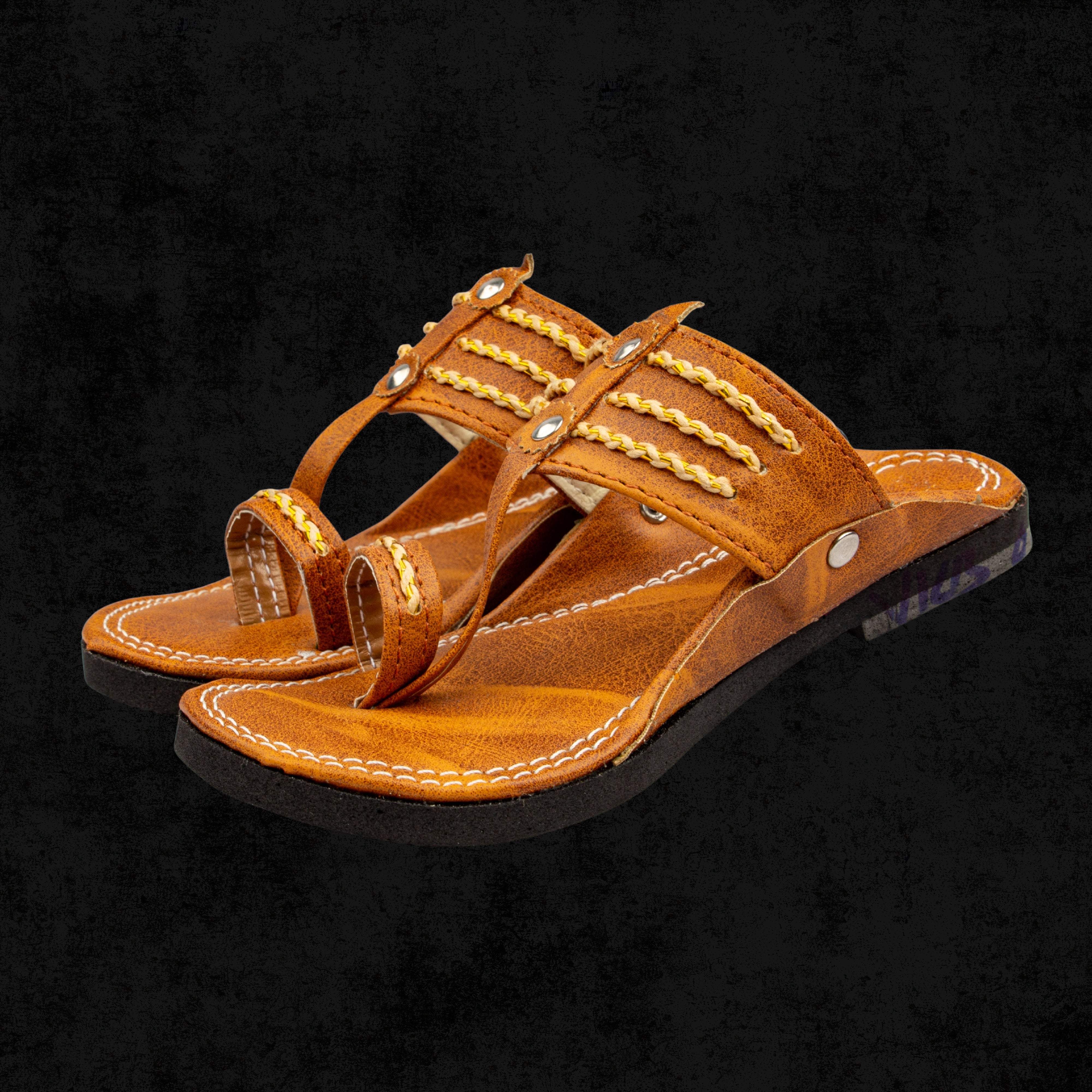 Natural Leather Kolhapuri In Tan