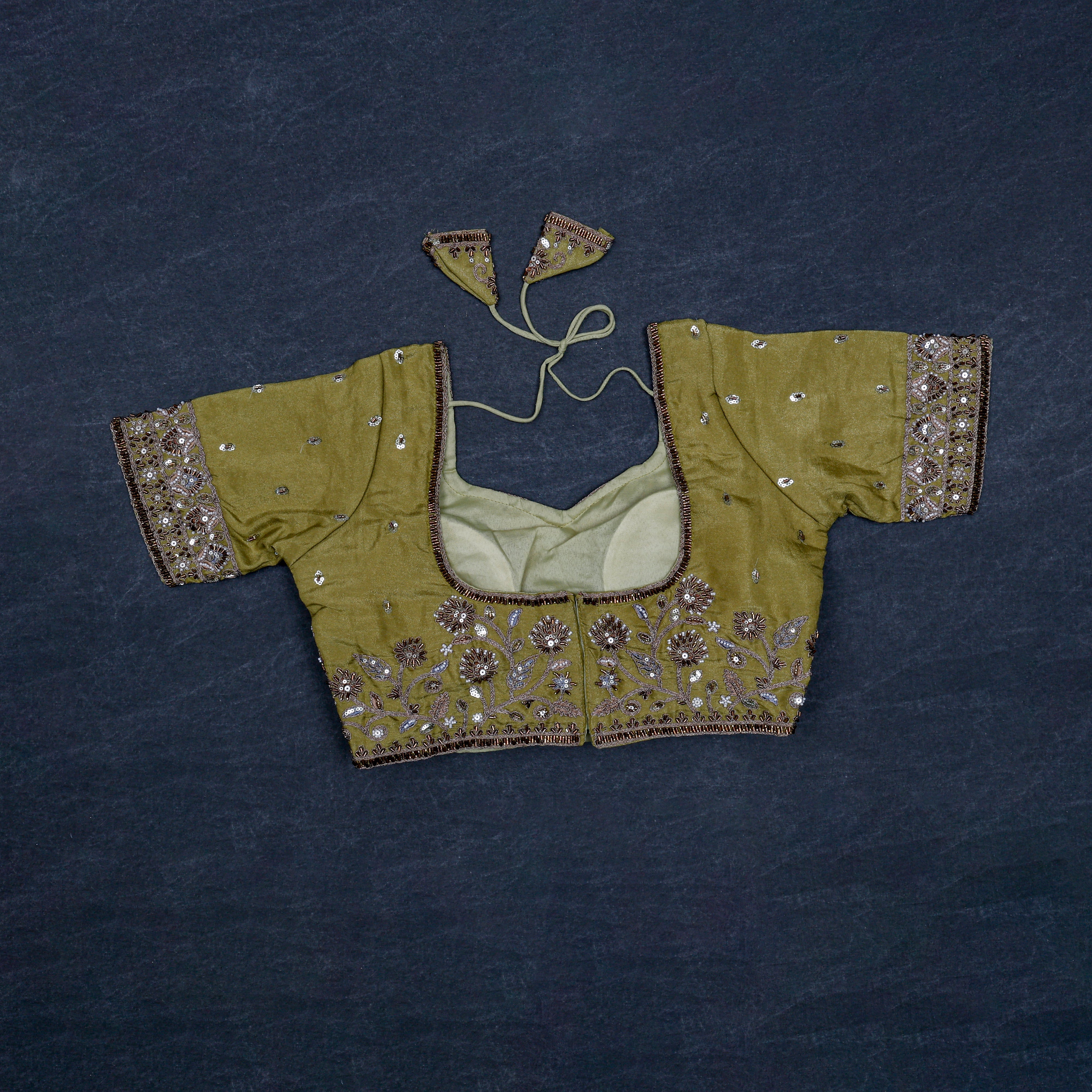 Chic Cosmos Silk Blouse with Notched Neck