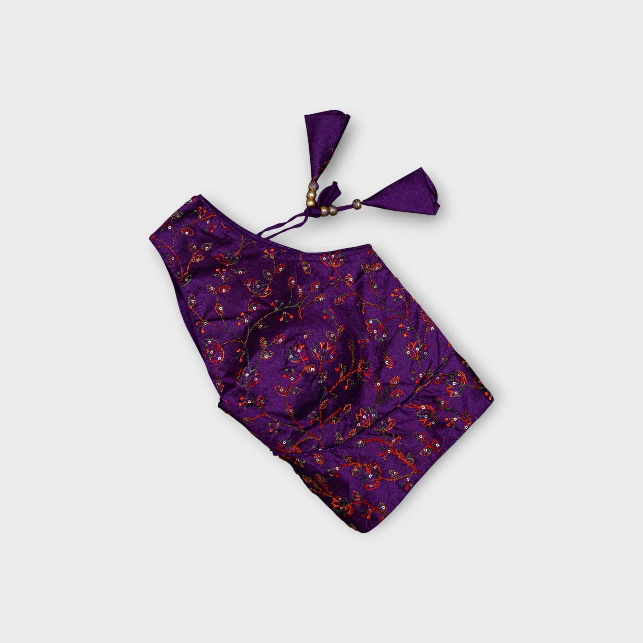 Silk V Neck Embroidered Readymade Blouse