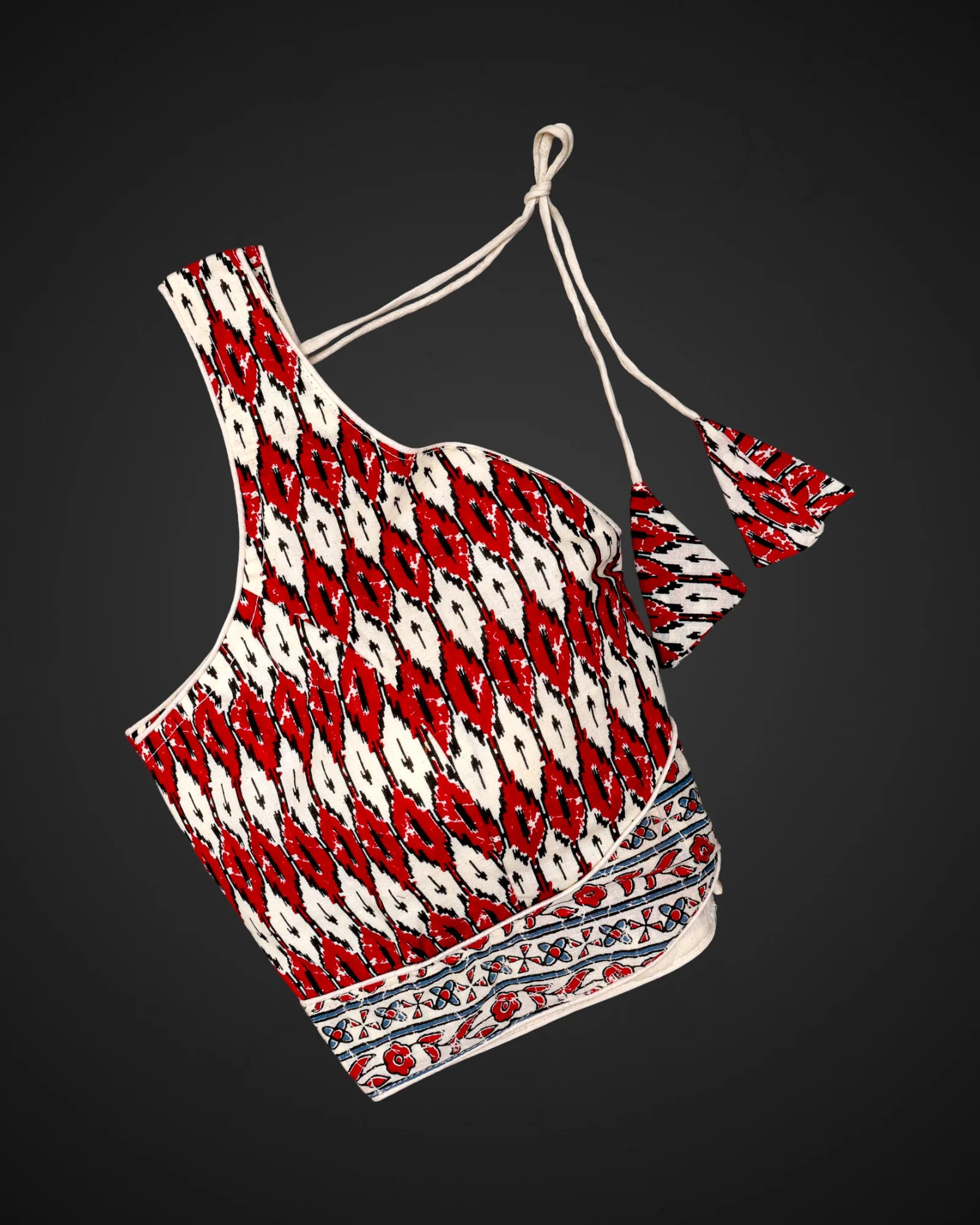 Ajrak Print Cotton V Neck Readymade Blouse