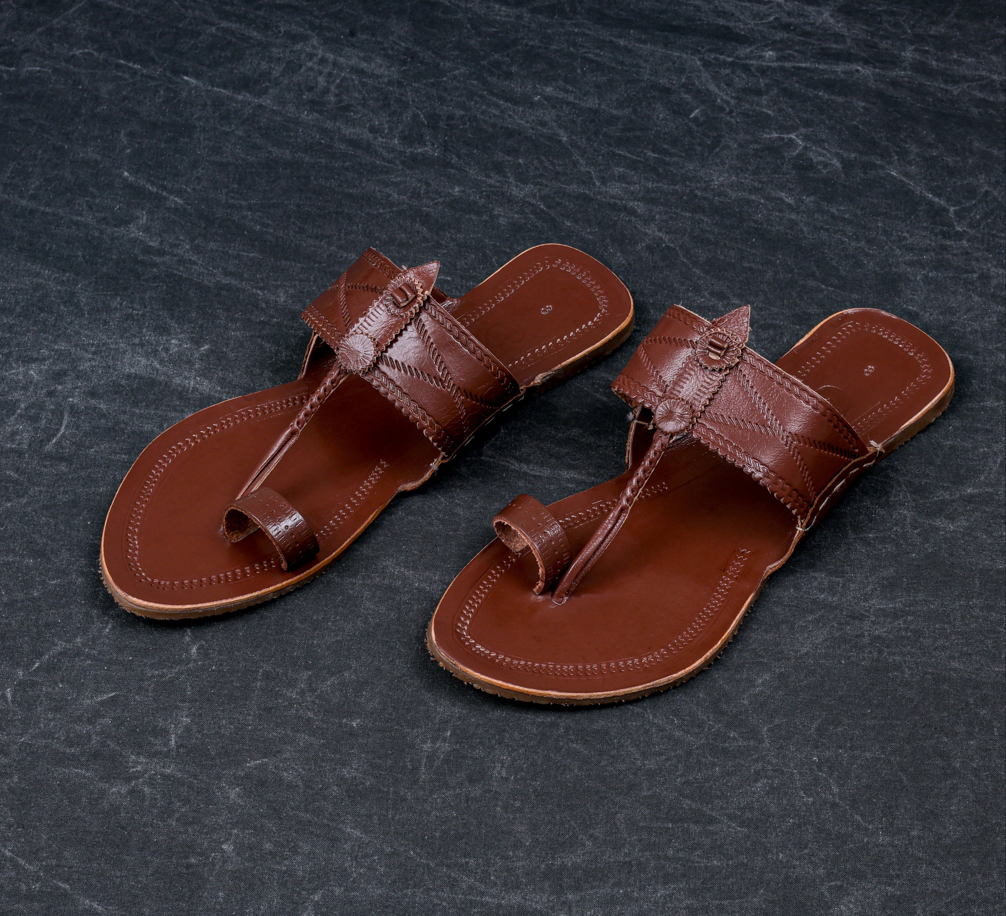 Premium Dark Brown Patent Kolhapuri Chappal