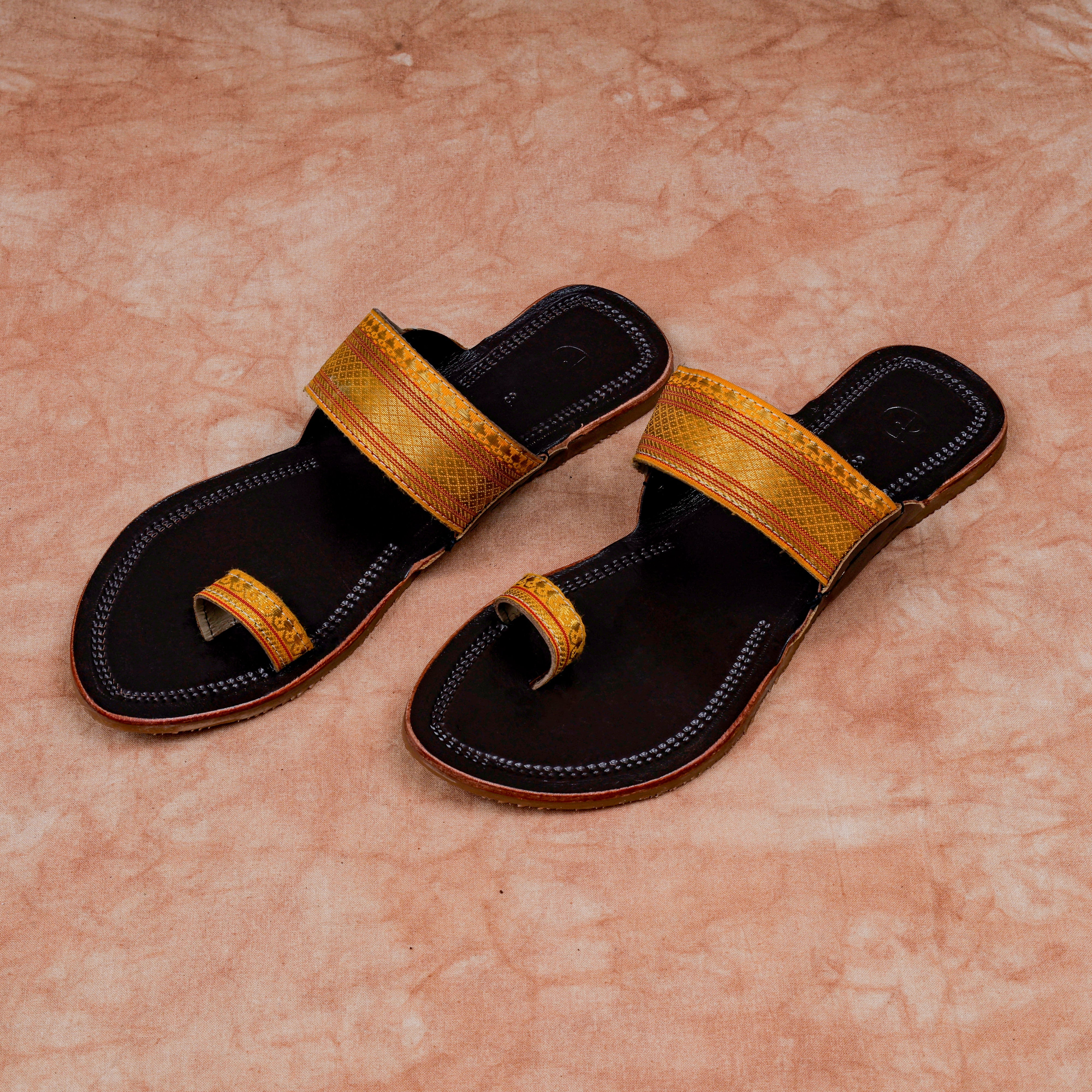 Dark Brown Soft Leather Open Toe Flats