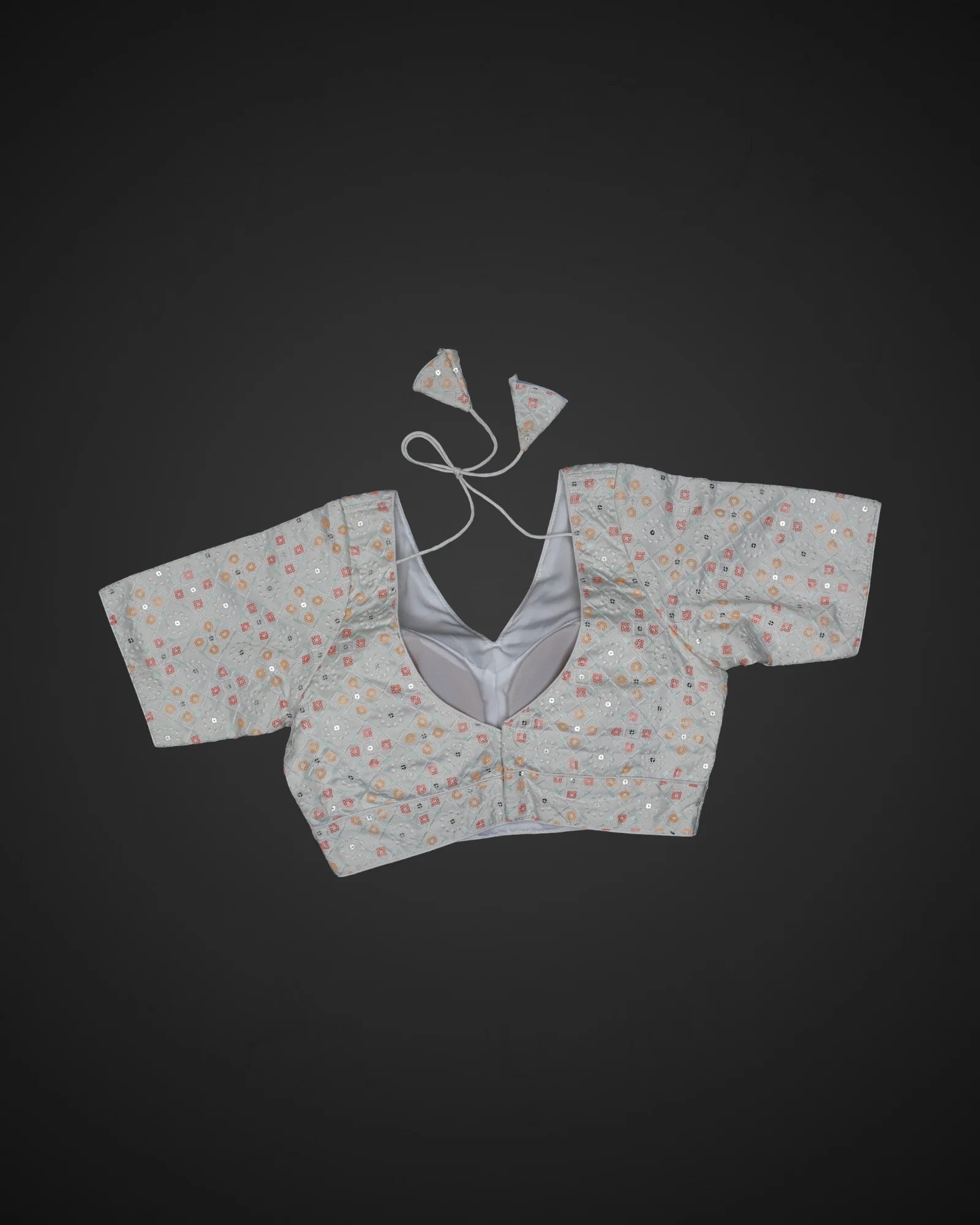 Tussar Silk V Neck Hook Closure Readymade Blouse