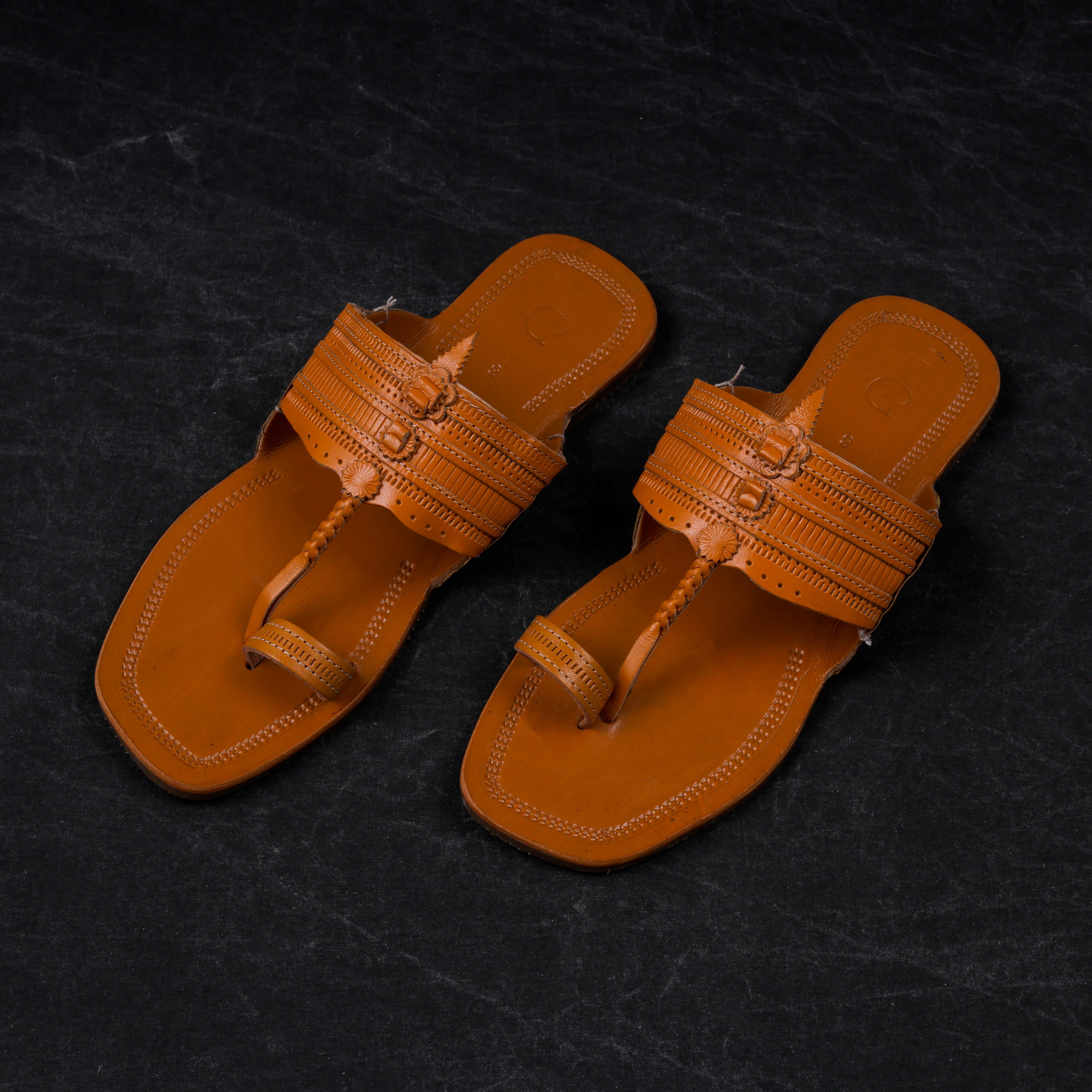 Tan Handcrafted Traditional Kolhapuri Sandals