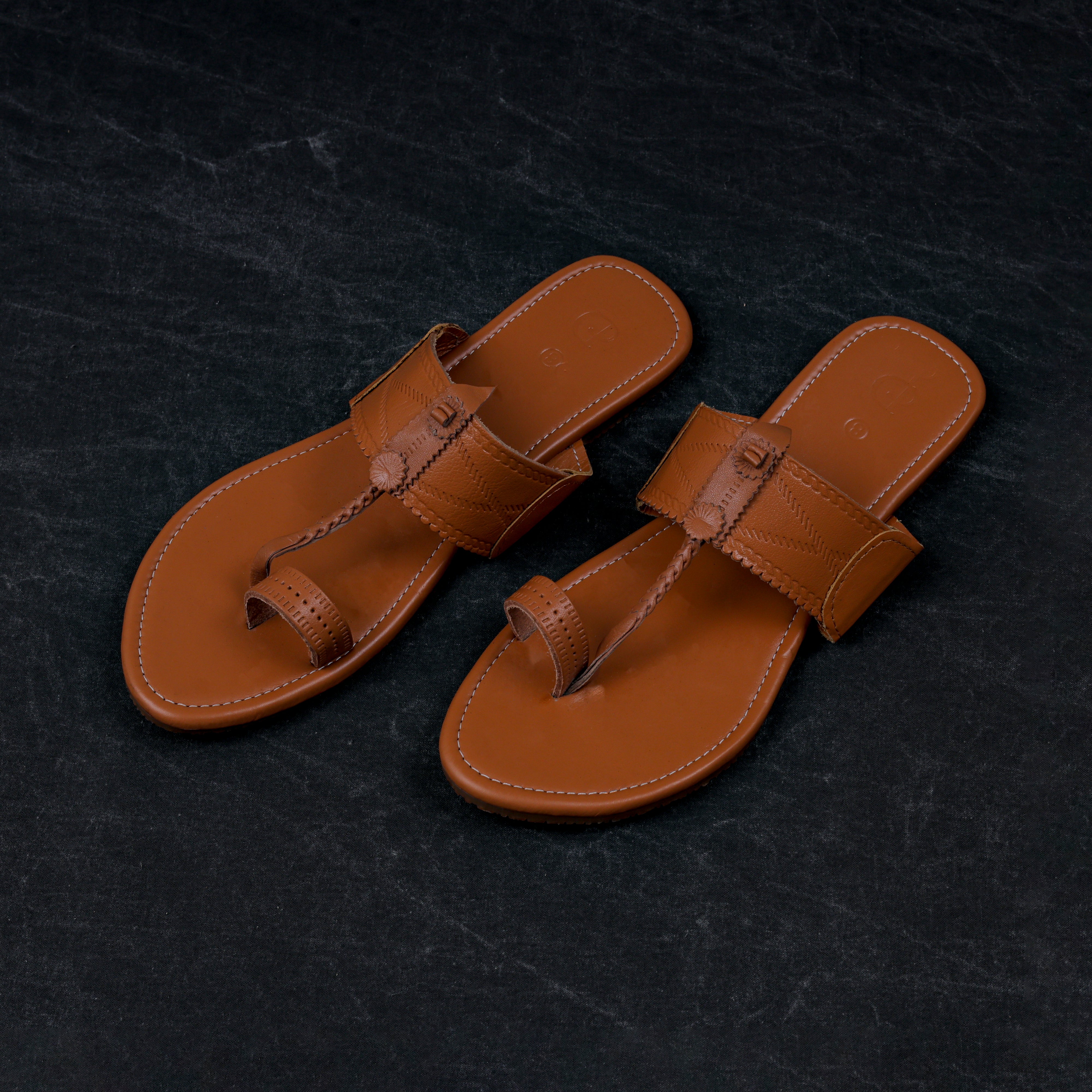Tan Handcrafted Leather Kolhapuri Sandals