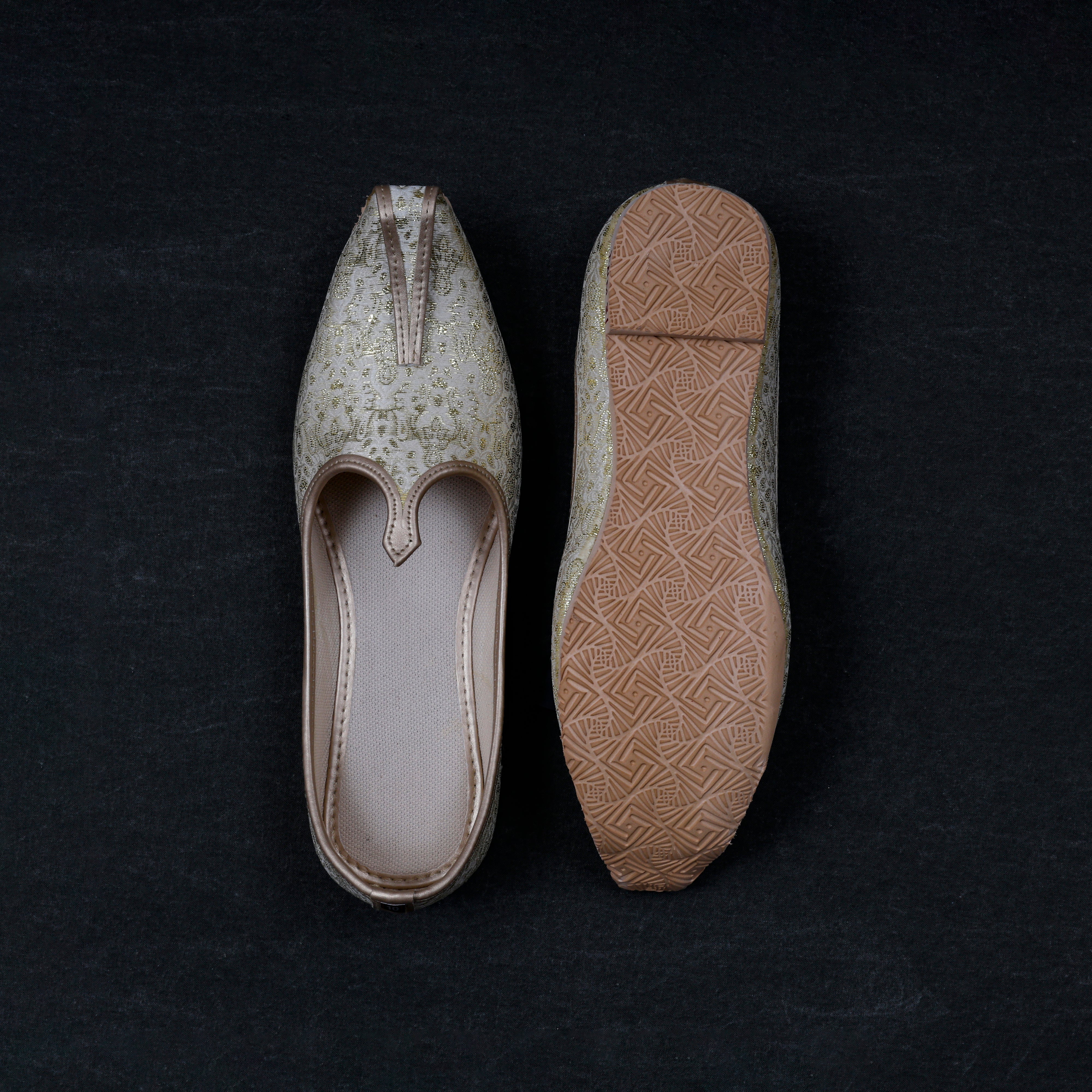 Off White Canvas Pointed Mojari