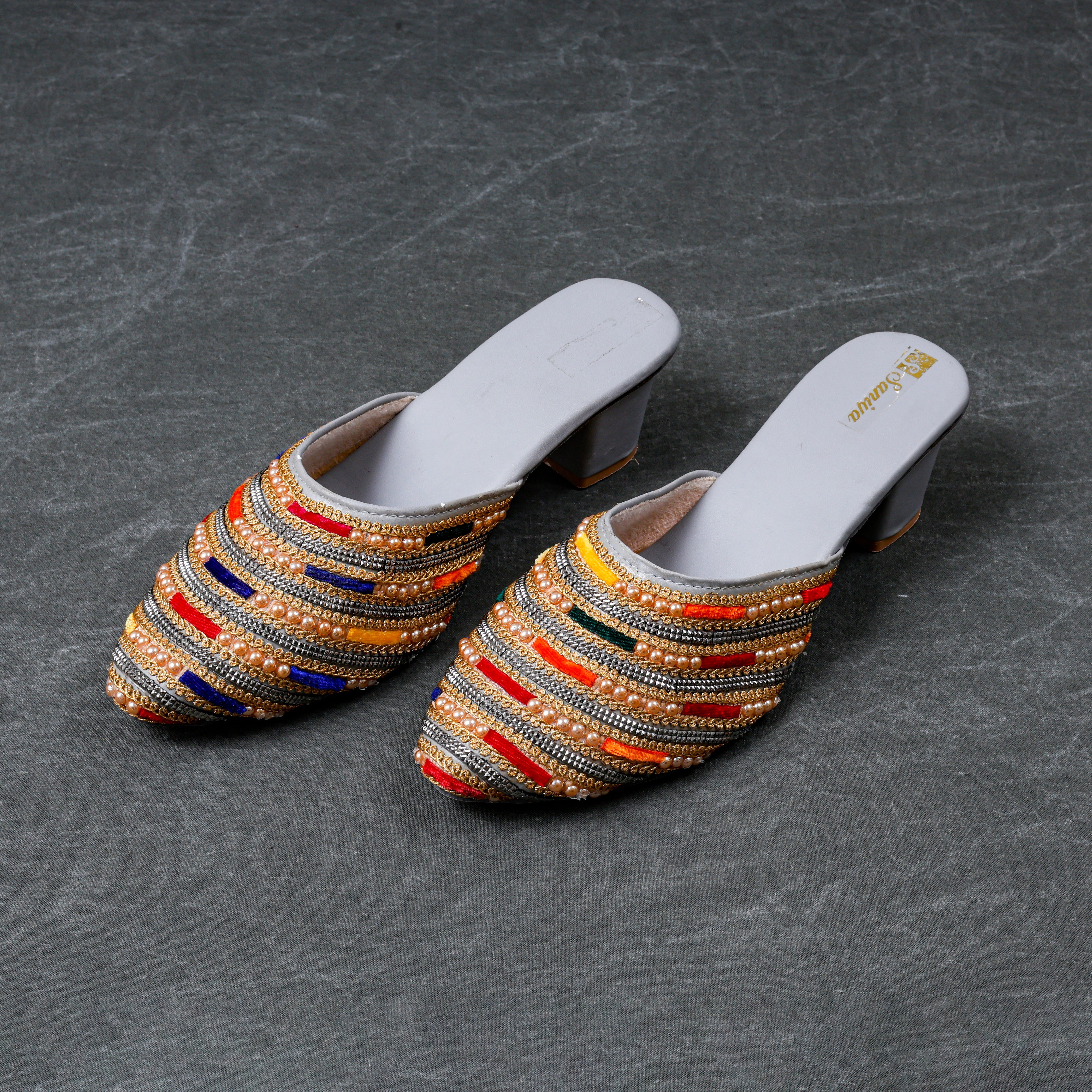 Two Tone Yellow Ethnic Mules