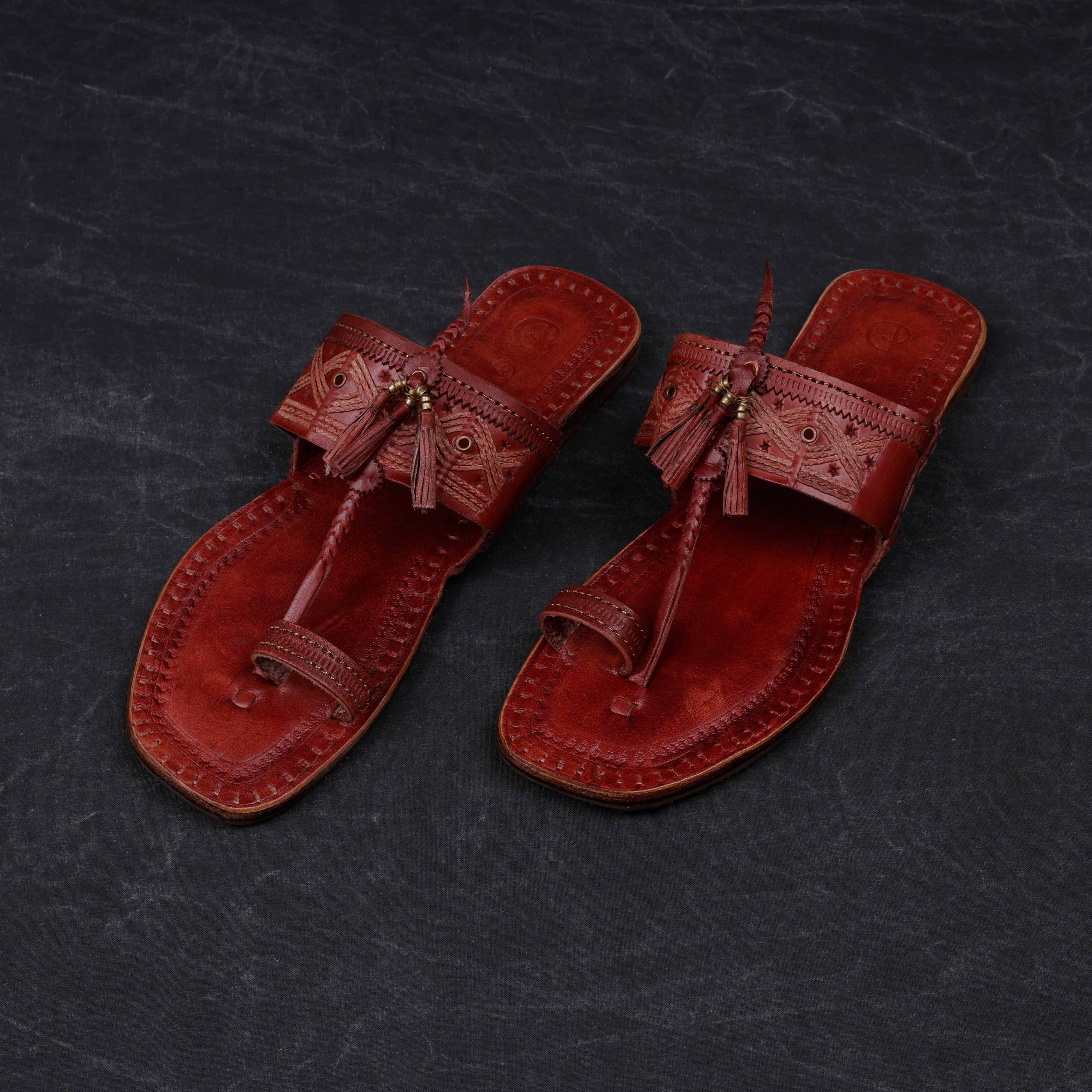 Dark Camel Leather Kolhapuri Sandals