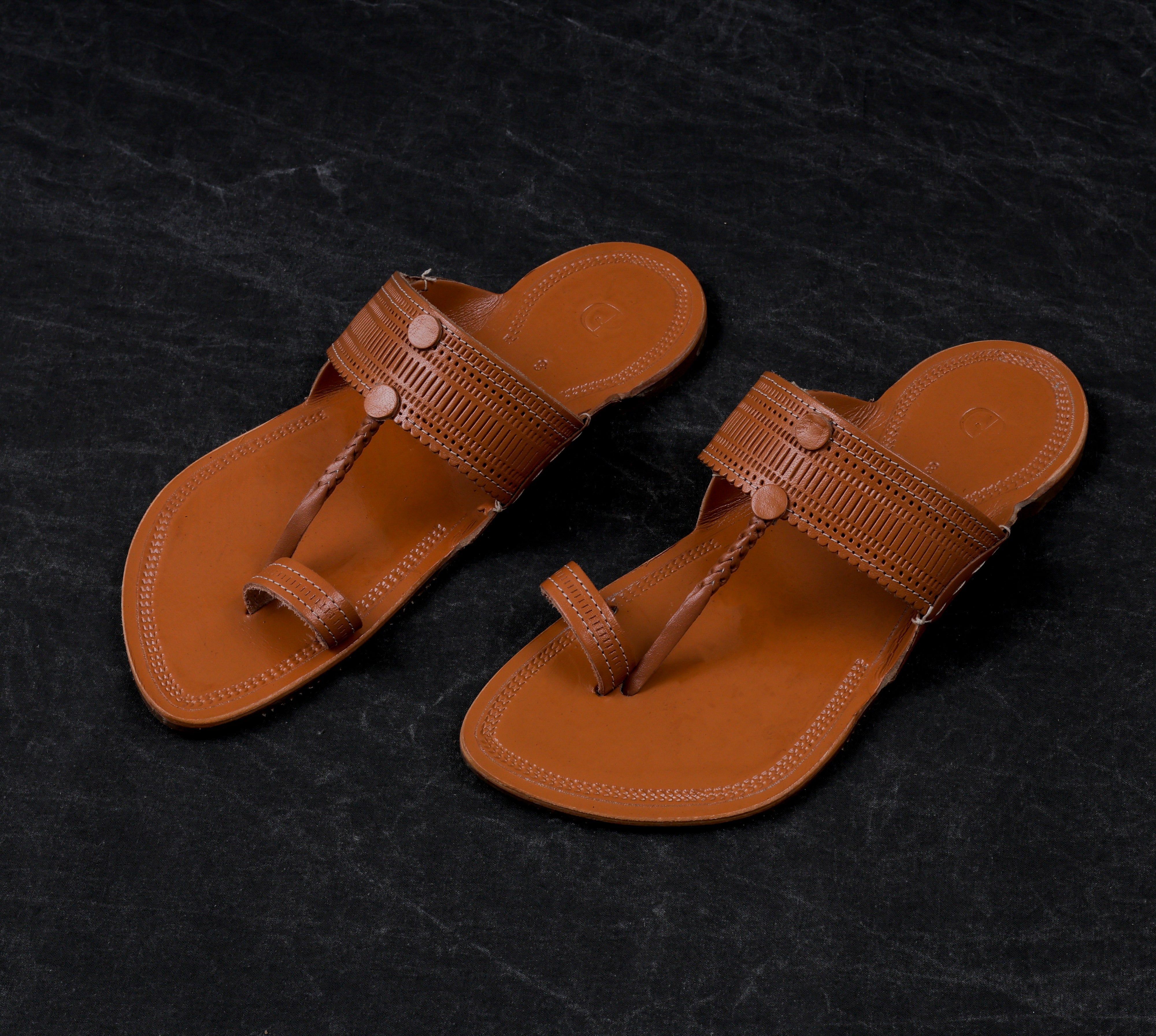 Handcrafted Tan Open Toe Kolhapuri Sandals