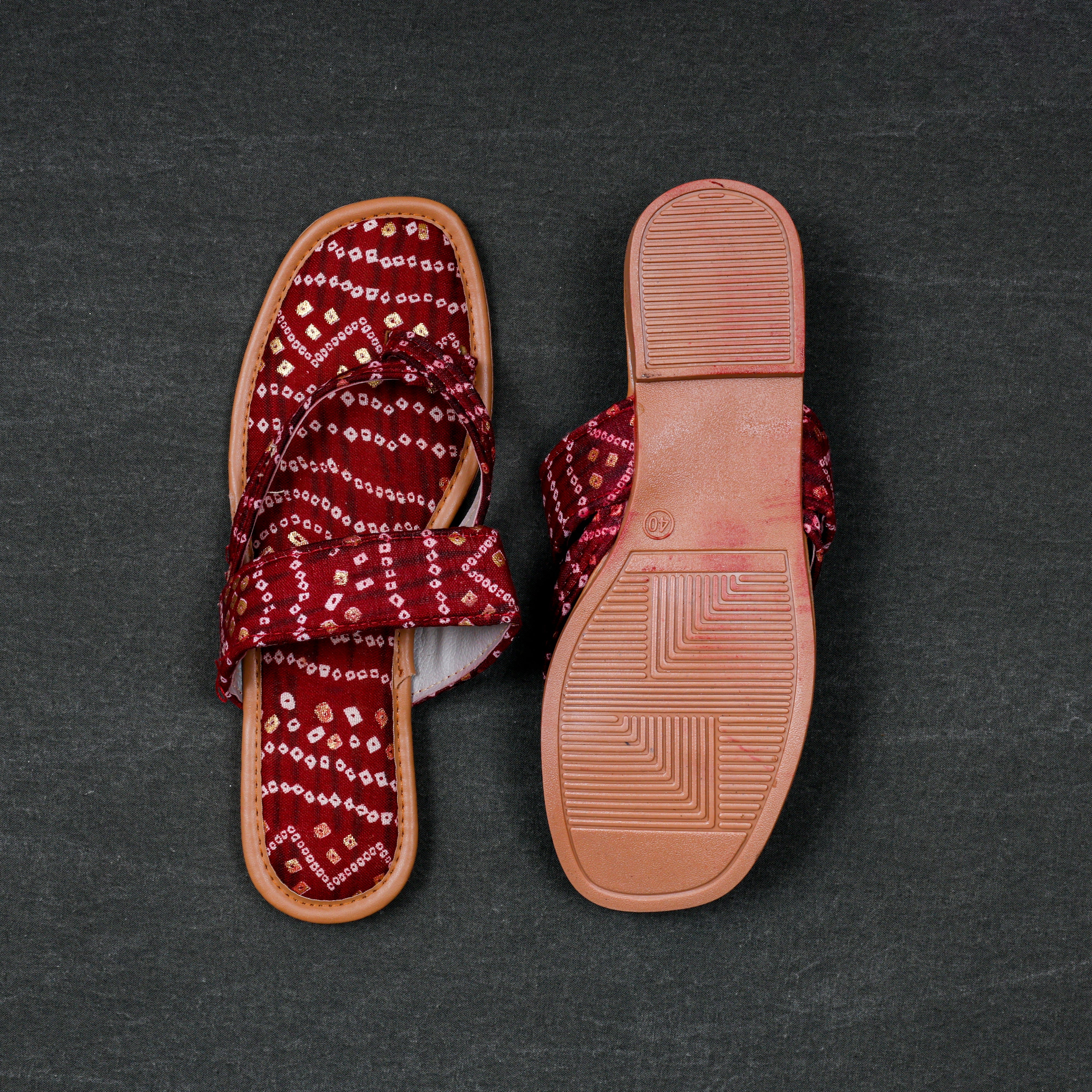 Maroon Handcrafted Cozy Open Toe Flats