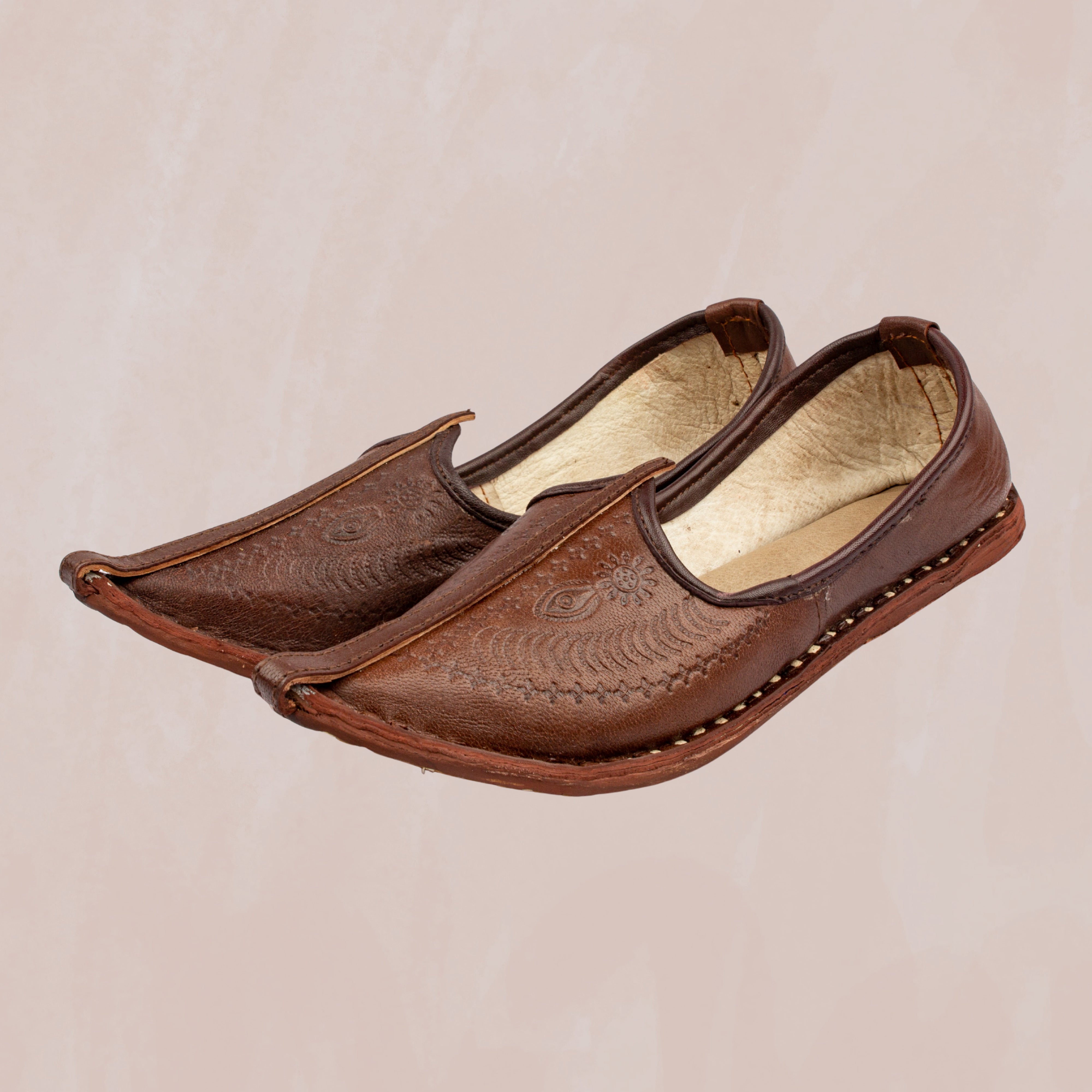 Dark Brown Almond Rexine Ethnic Mojaris