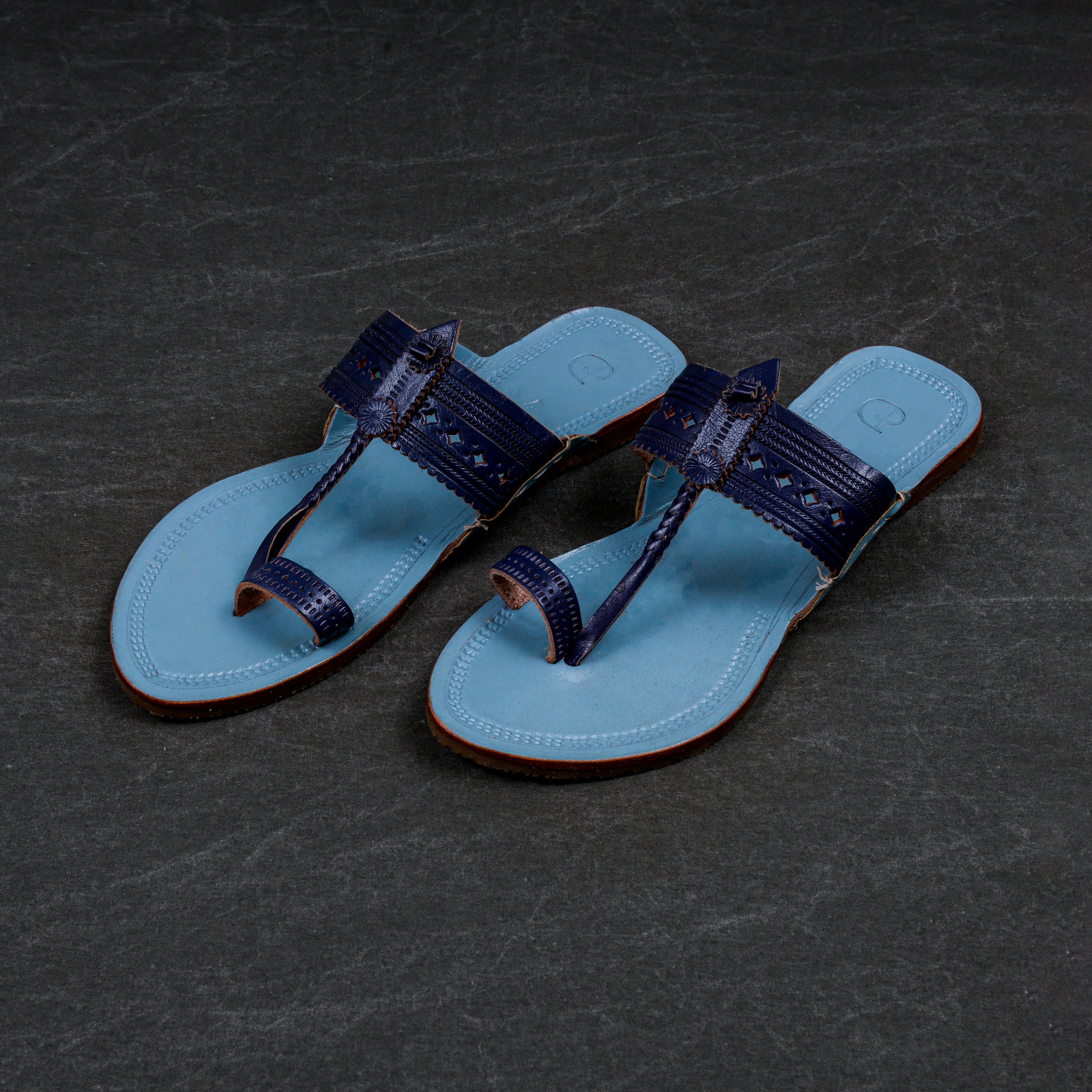 Sky Blue Handcrafted Kolhapuri Sandals