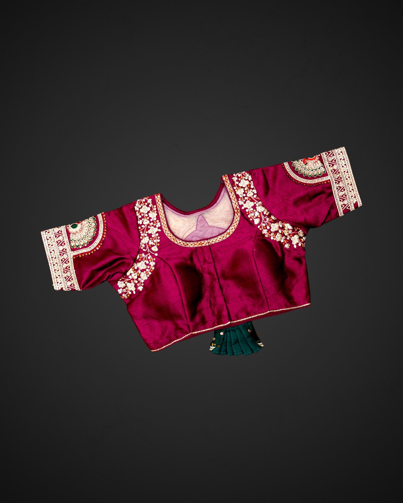 Silk U Neck Cutout Back Readymade Blouse