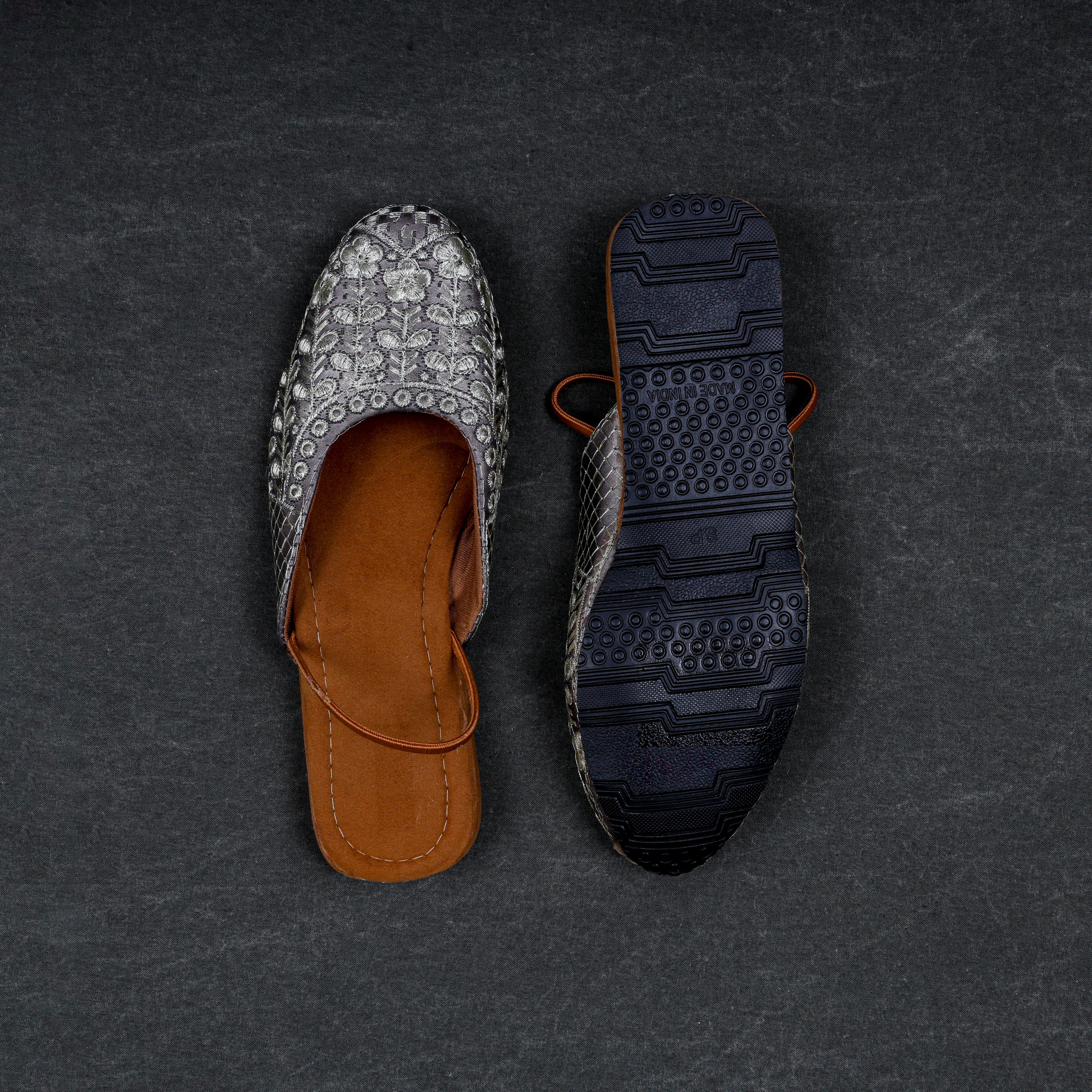 Silver Textured Handcrafted Mule