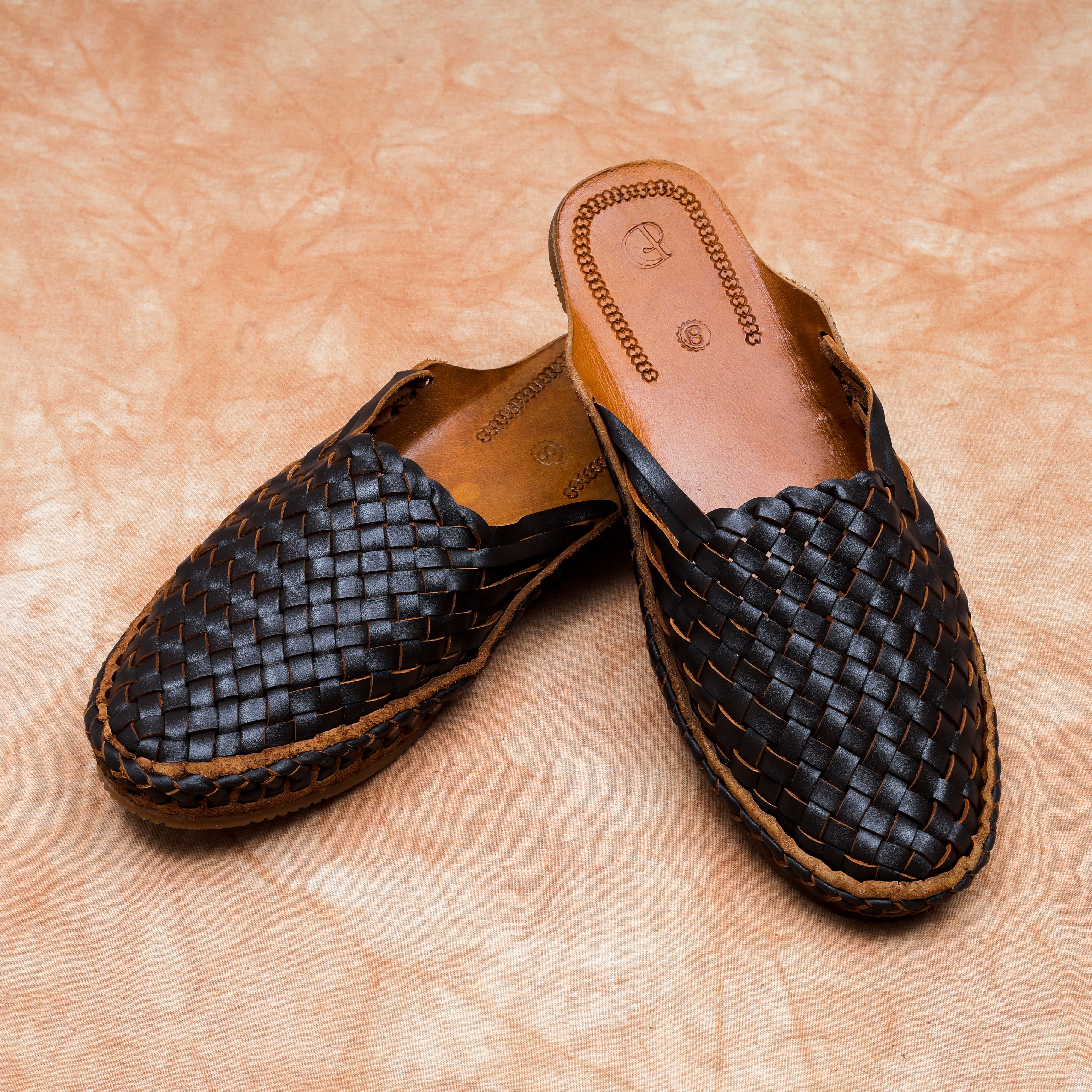 Brown Leather Closed Toe Mules