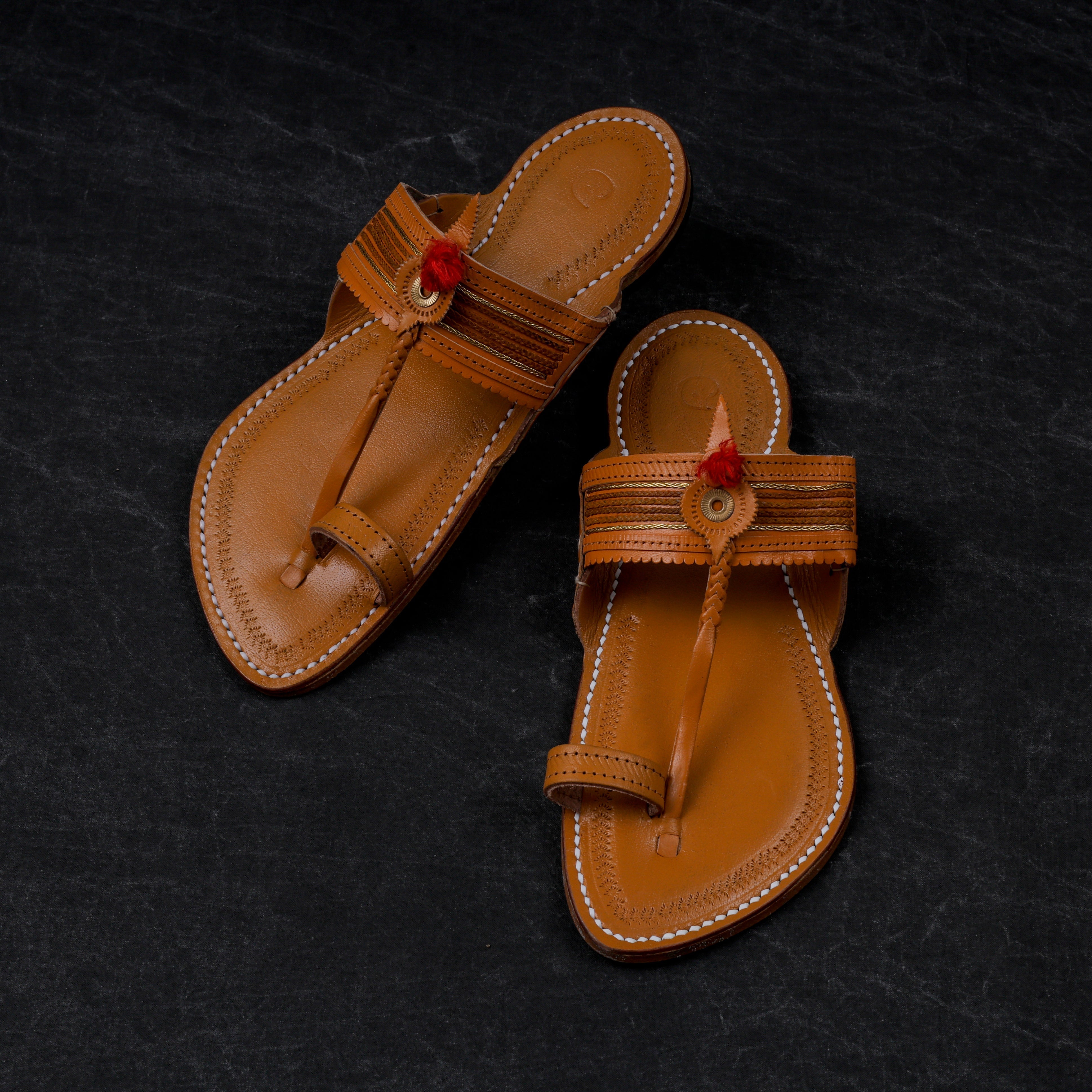 Tan Traditional Leather Kolhapuri Sandals