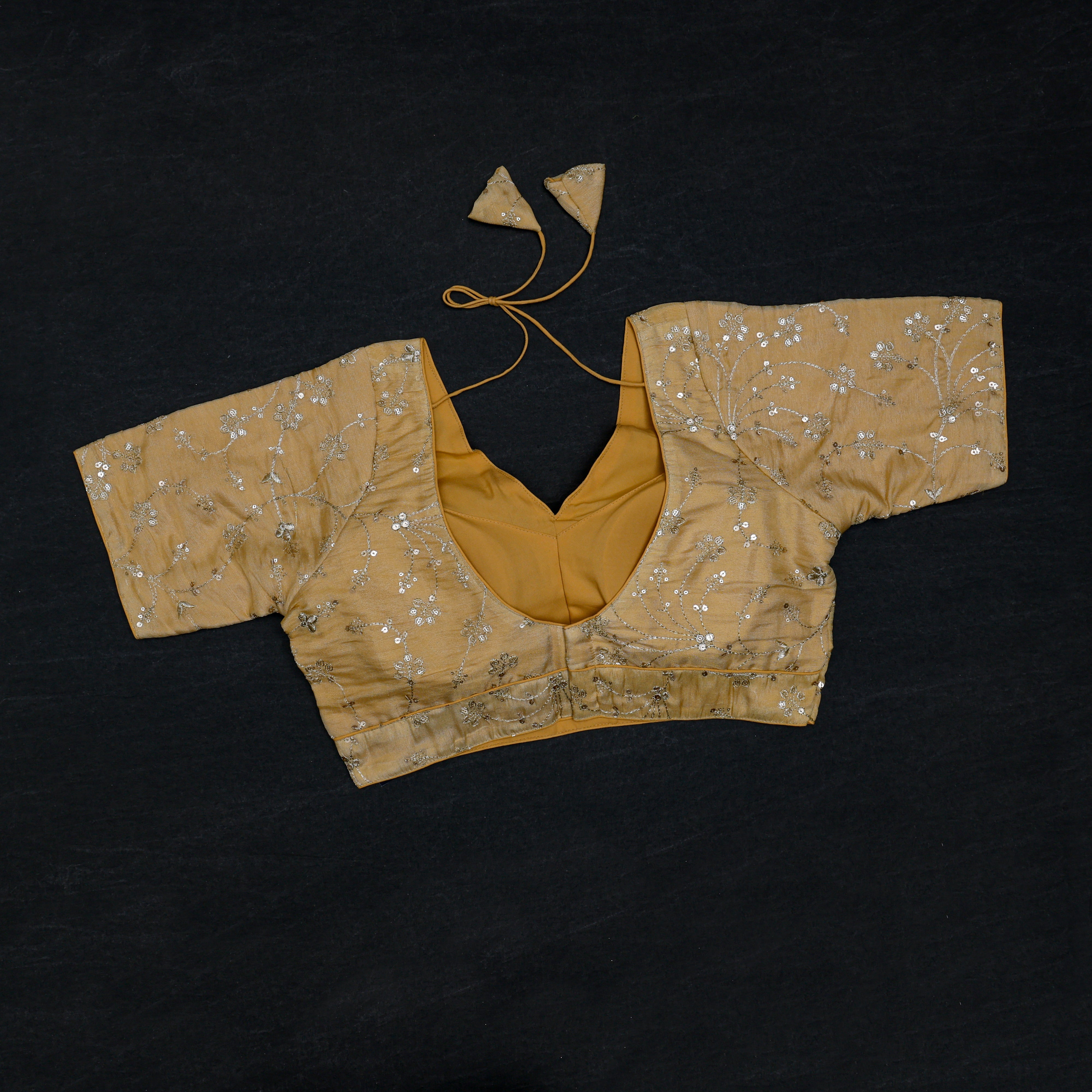 Silk V Neck Fitted Sleeve Readymade Blouse
