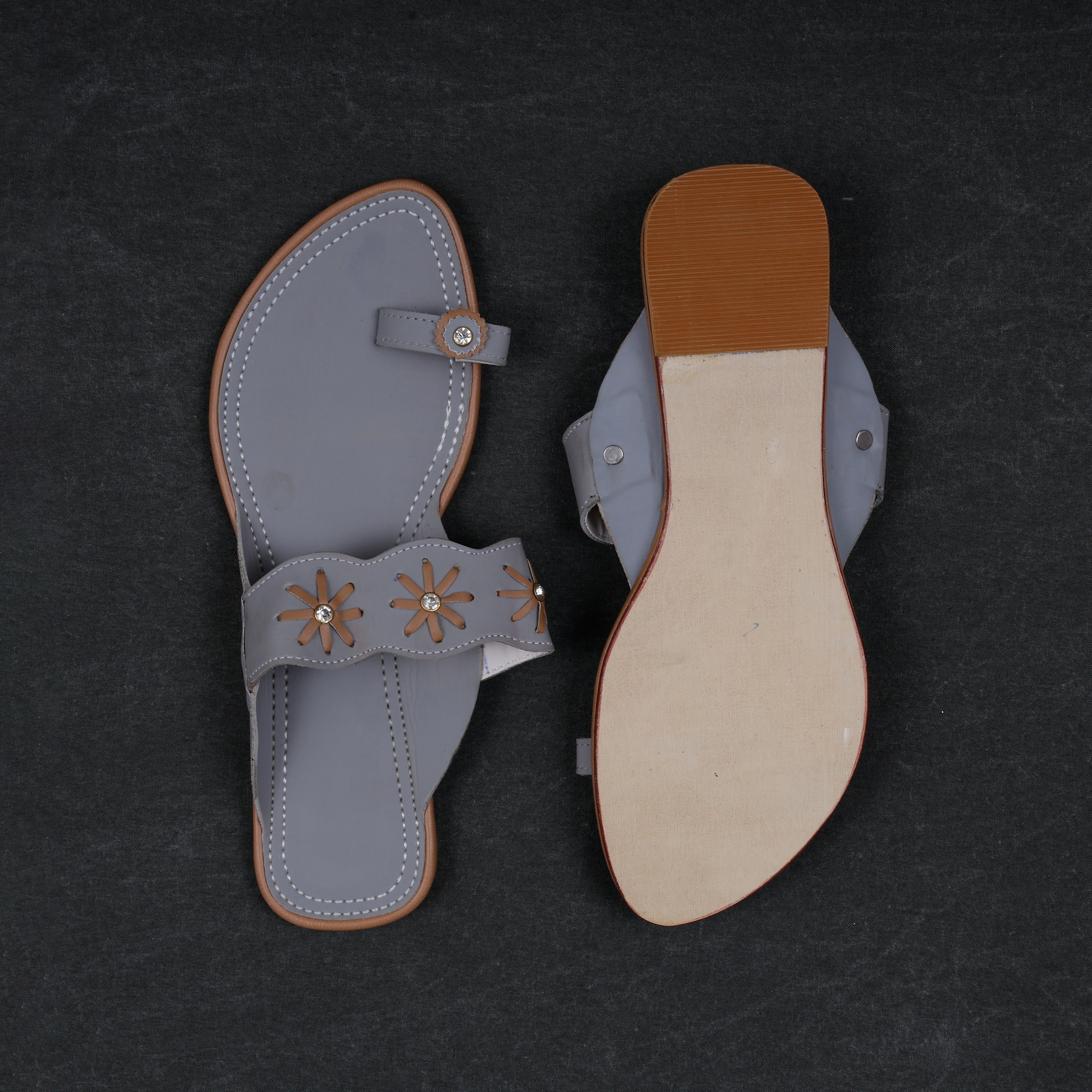 Grey Velvet Pointed Mule Flats