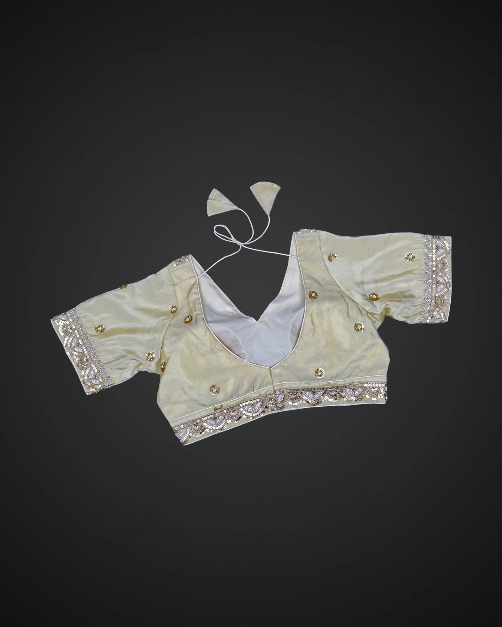 V Neck Cotton Deep Back Readymade Blouse